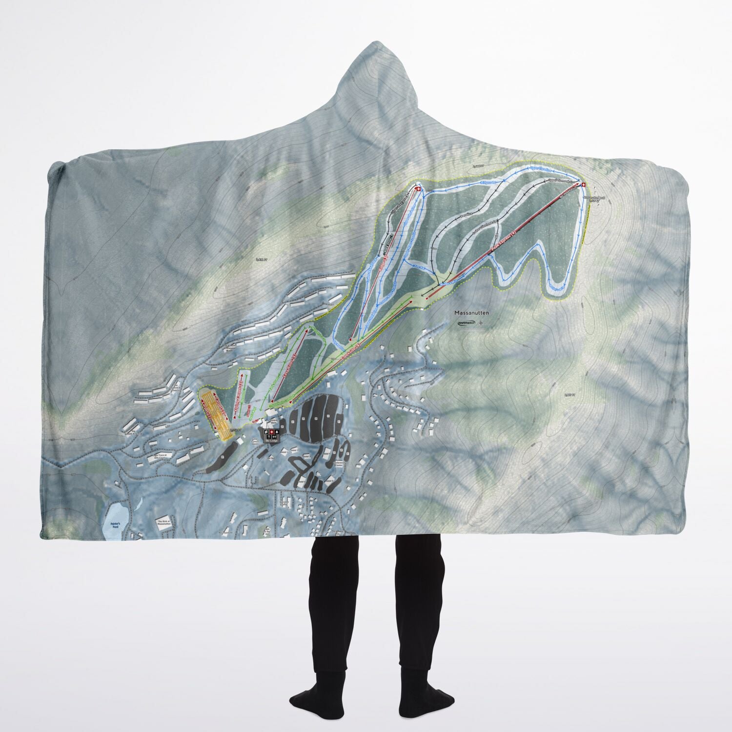 Massanutten, Virginia Ski Trail Map - Adult Hooded Blanket