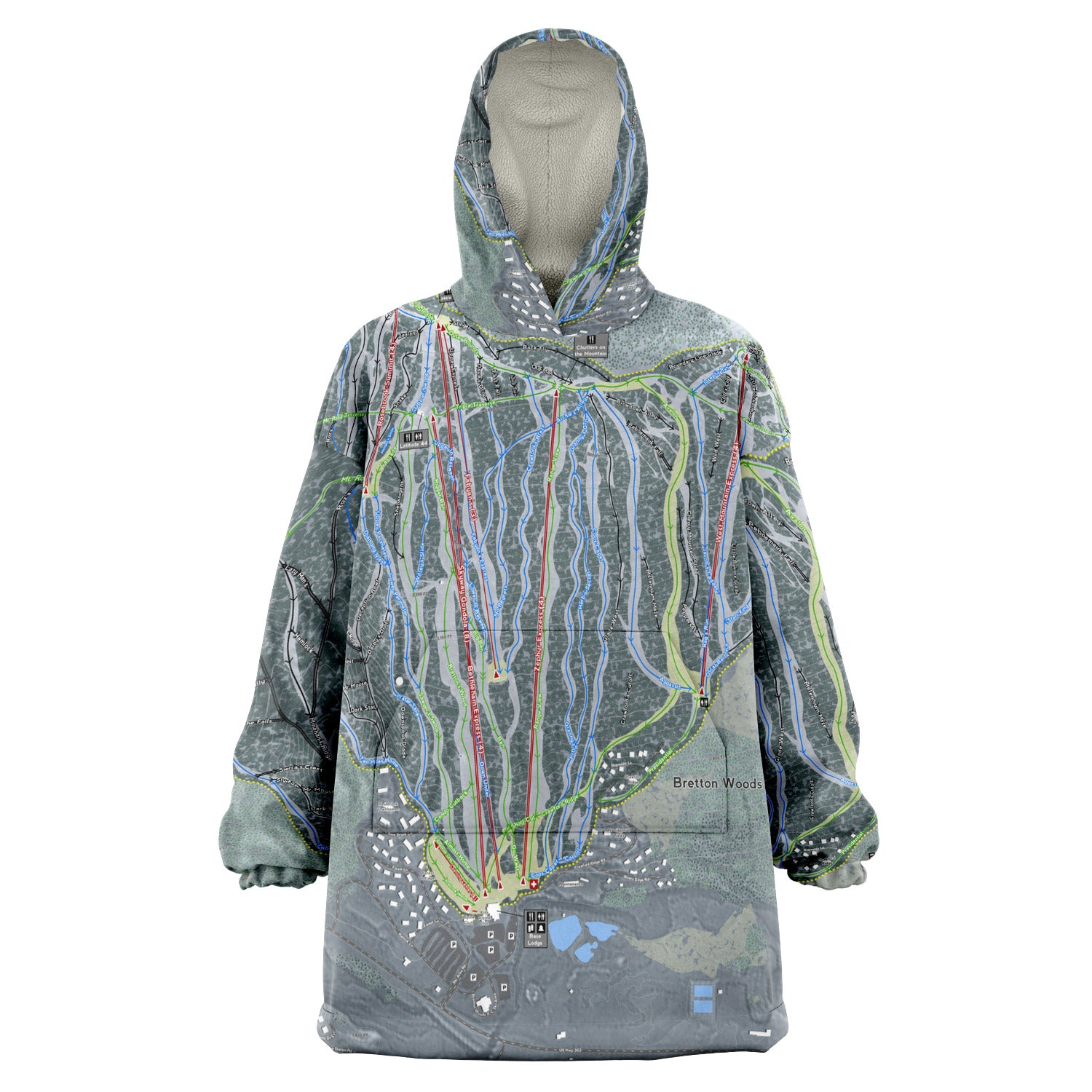 Bretton Woods, New Hampshire Ski Trail Map - Snug Hoodie