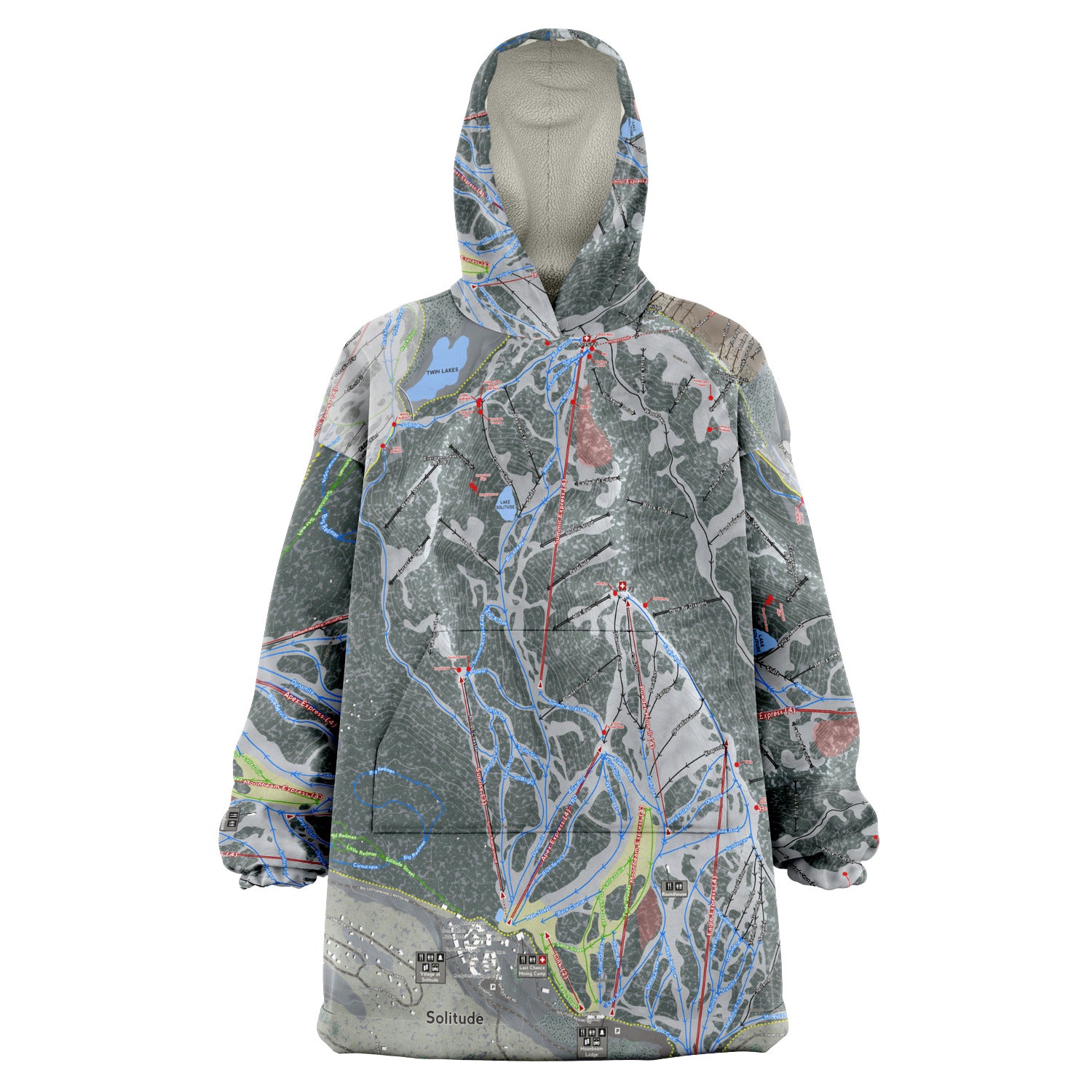 Solitude, Utah Ski Trail Map - Snug Hoodie