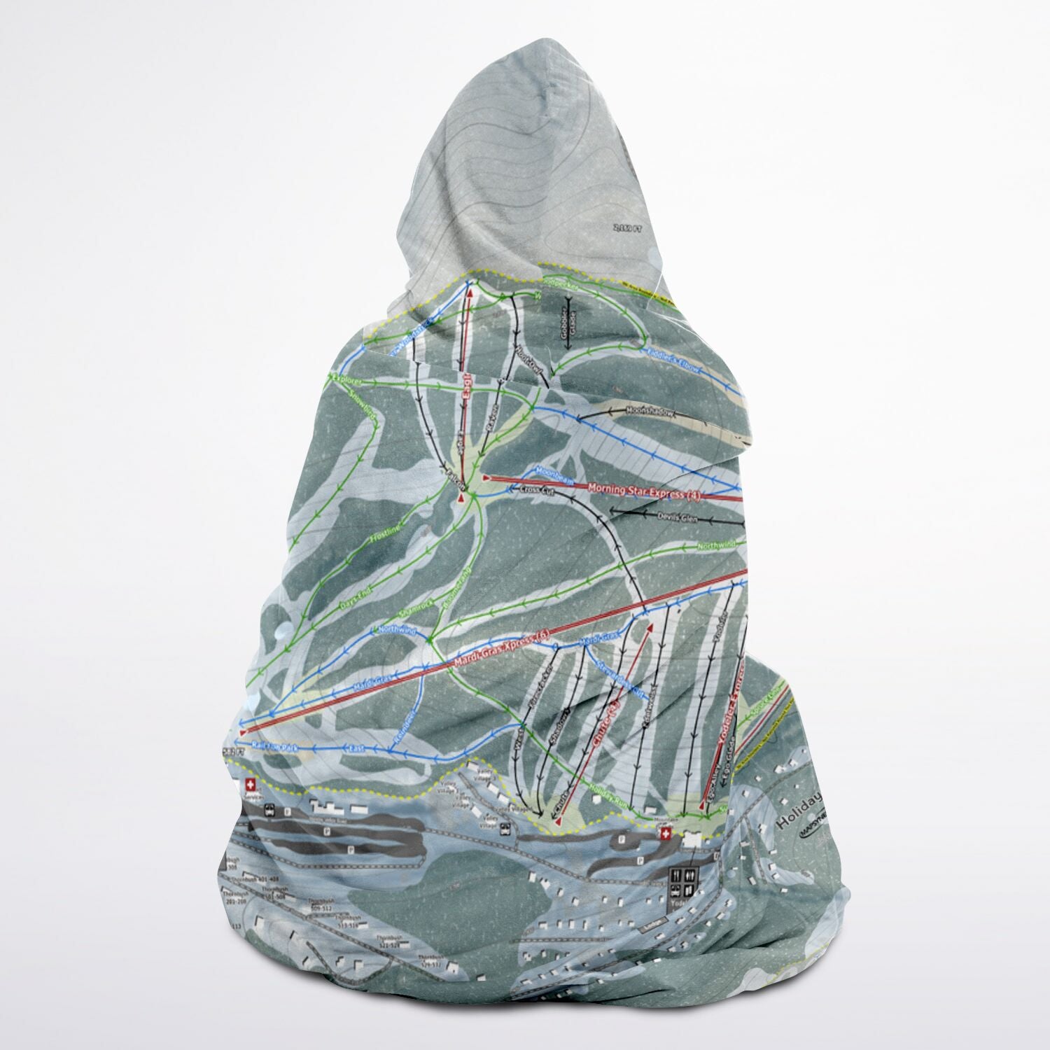 Holiday Valley, New York Ski Trail Map - Adult Hooded Blanket