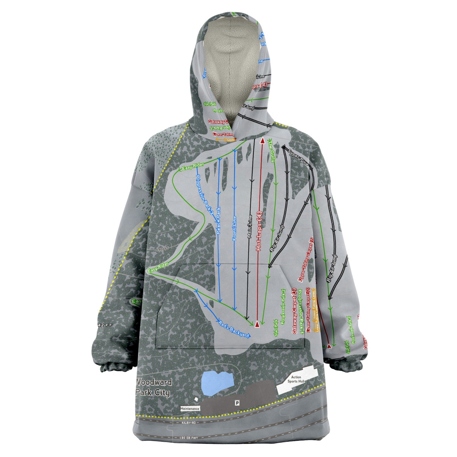 Woodward, Utah Ski Trail Map - Snug Hoodie