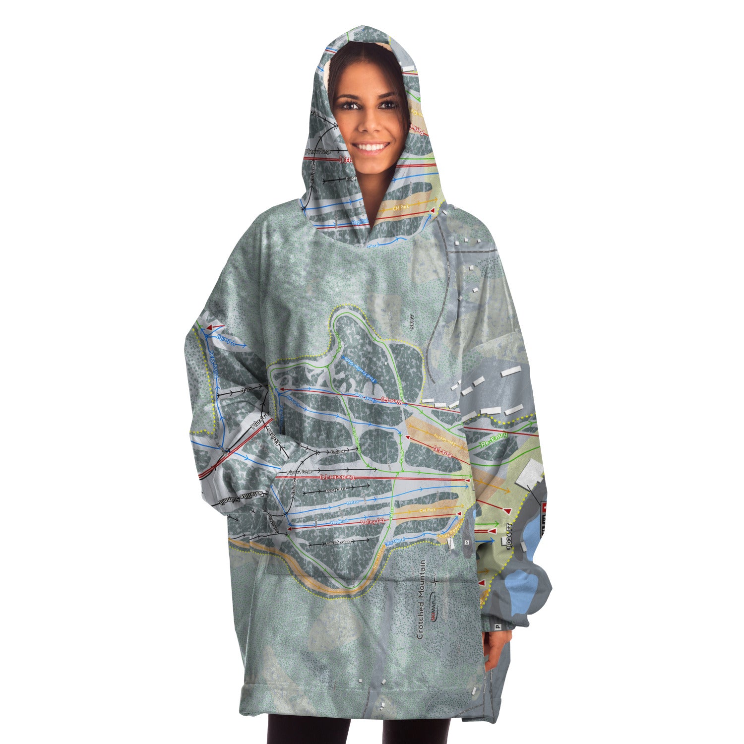 Crotched Mountain, New Hampshire Ski Trail Map - Snug Hoodie