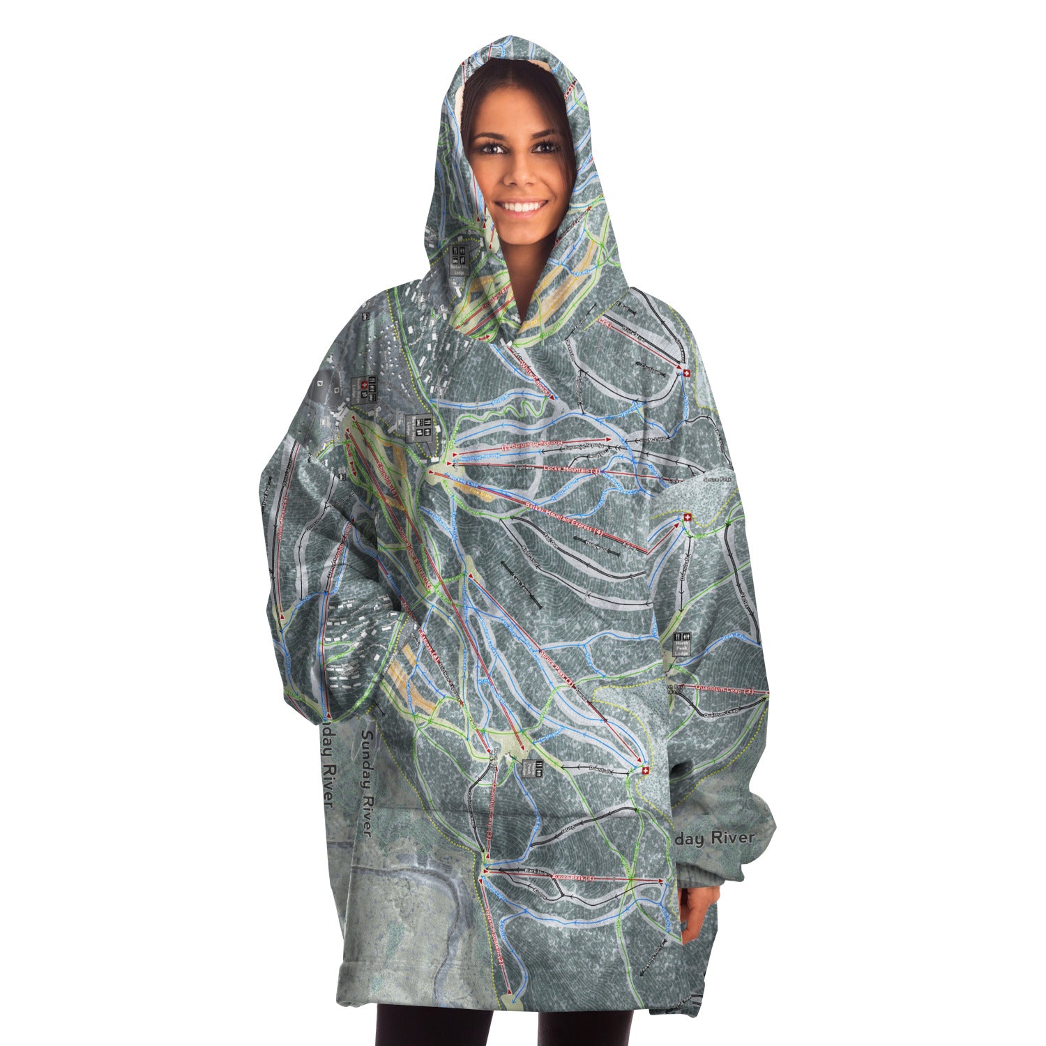 Sunday River, Maine Ski Trail Map - Snug Hoodie