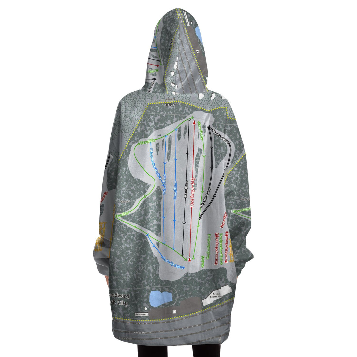 Woodward, Utah Ski Trail Map - Snug Hoodie