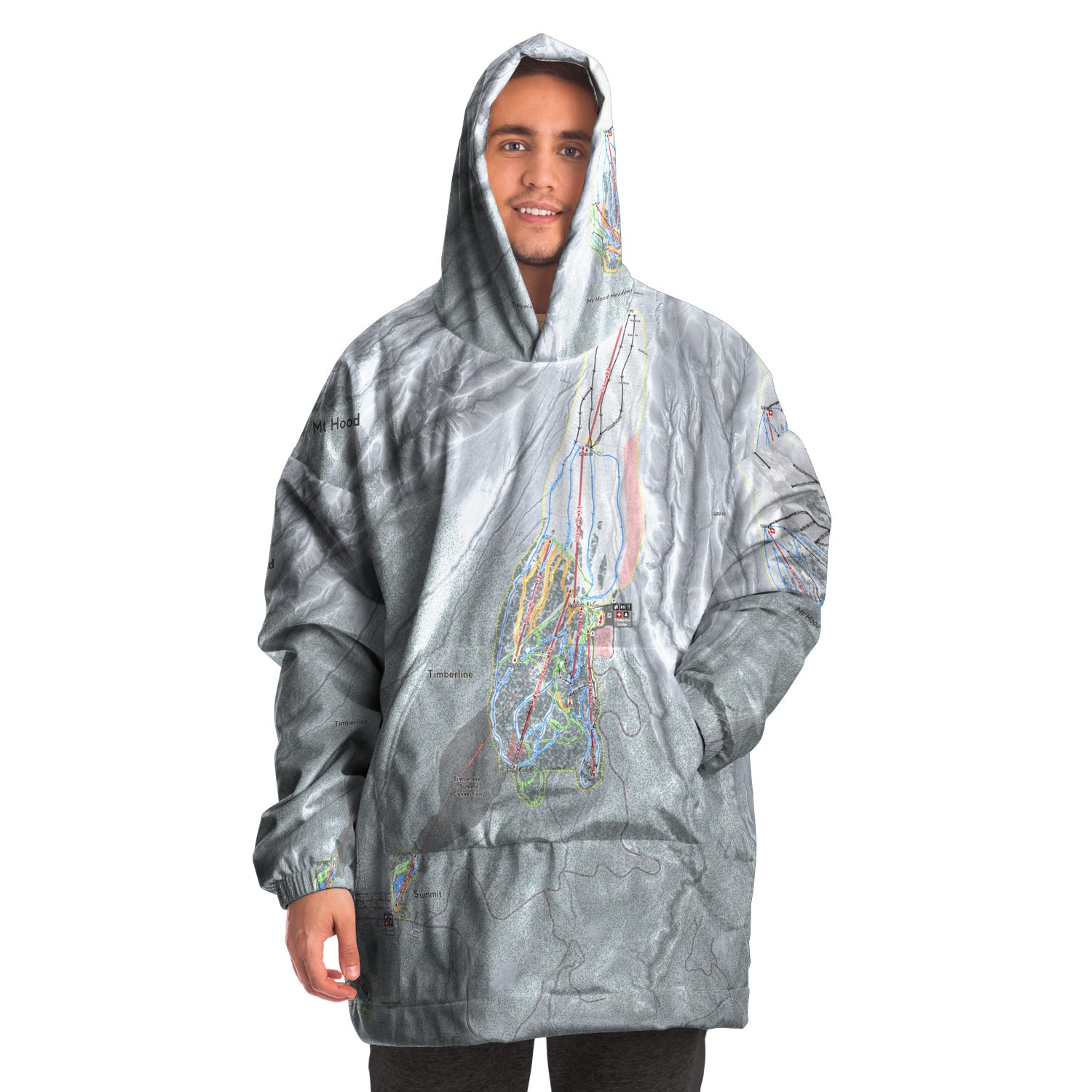 Mt. Hood, Oregon Ski Trail Map - Snug Hoodie