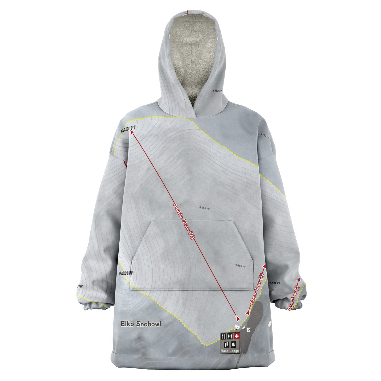 Elko Snobowl, Nevada Ski Trail Map - Snug Hoodie