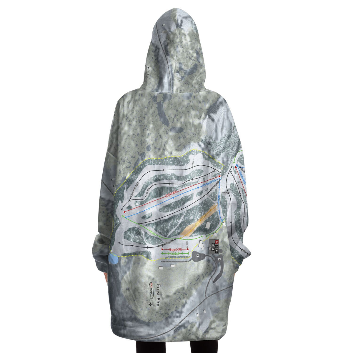 Frost Fire, North Dakota Ski Trail Map Snug Hoodie