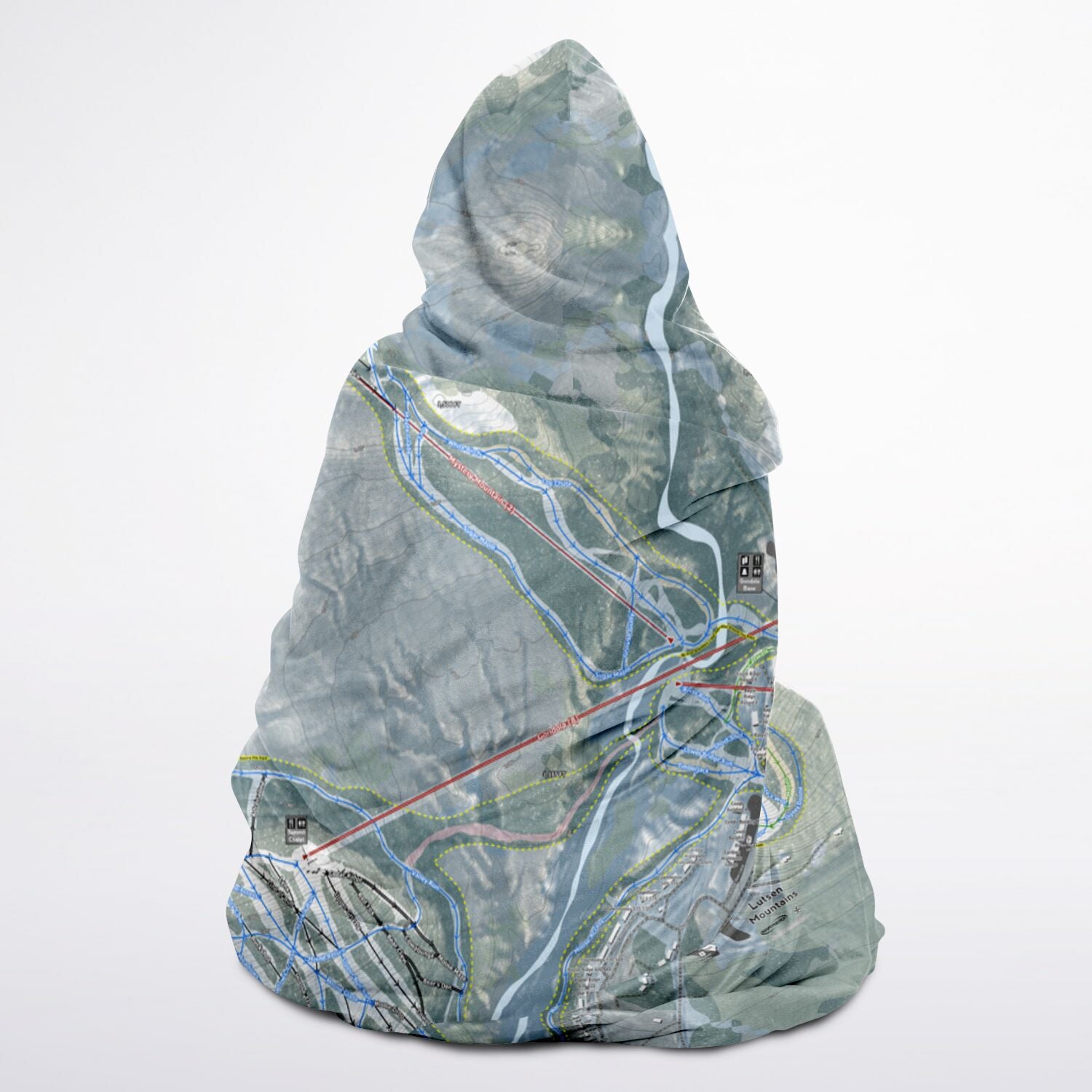 Lutsen Mountains, Minnesota Ski Trail Map - Adult Hooded Blanket