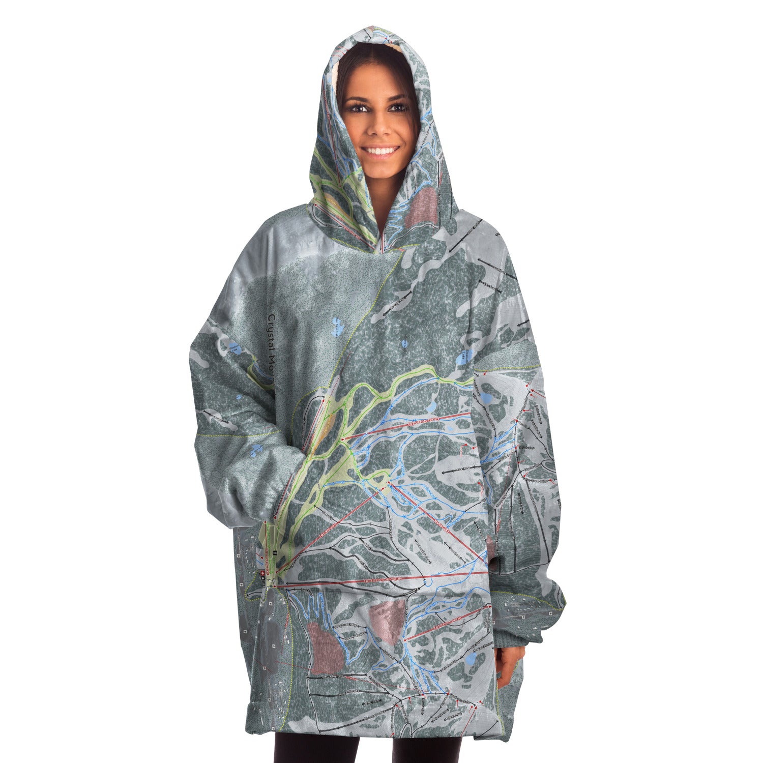 Crystal Mountain, Washington Ski Trail Map - Snug Hoodie