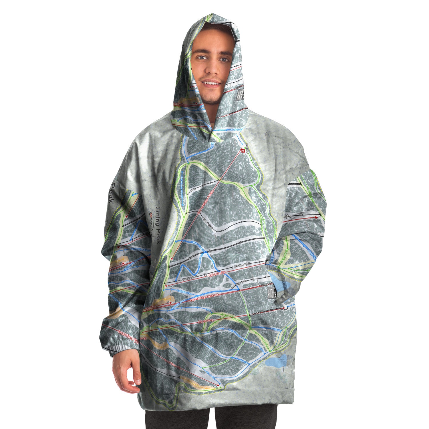 Jiminy Peak, Massachusetts Ski Trail Map Snug Hoodie