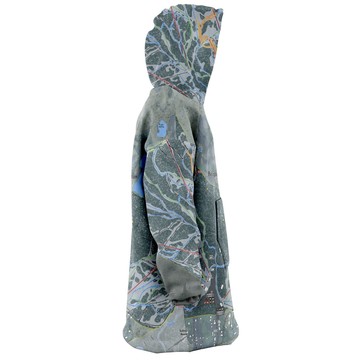 Brighton, Utah Ski Trail Map - Snug Hoodie