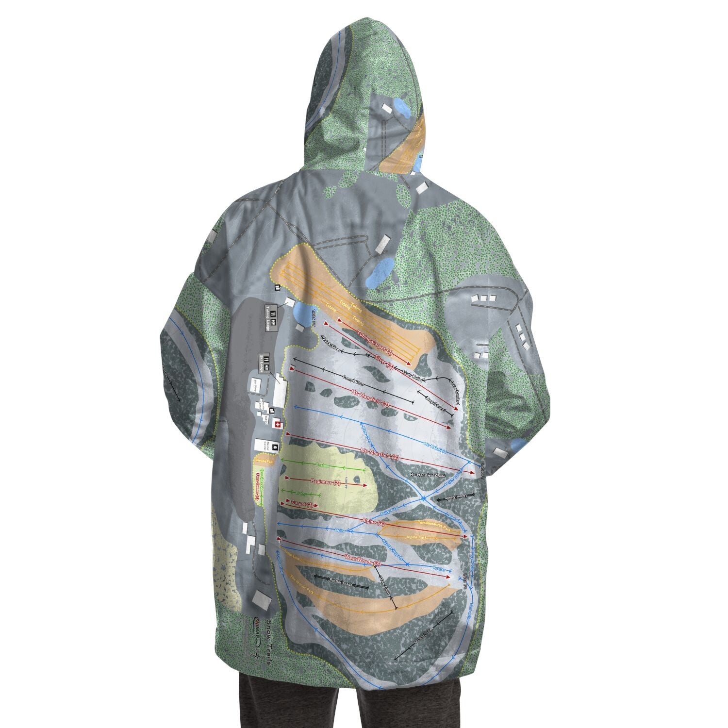 Snow Trails, Ohio Ski Trail Map Snug Hoodie