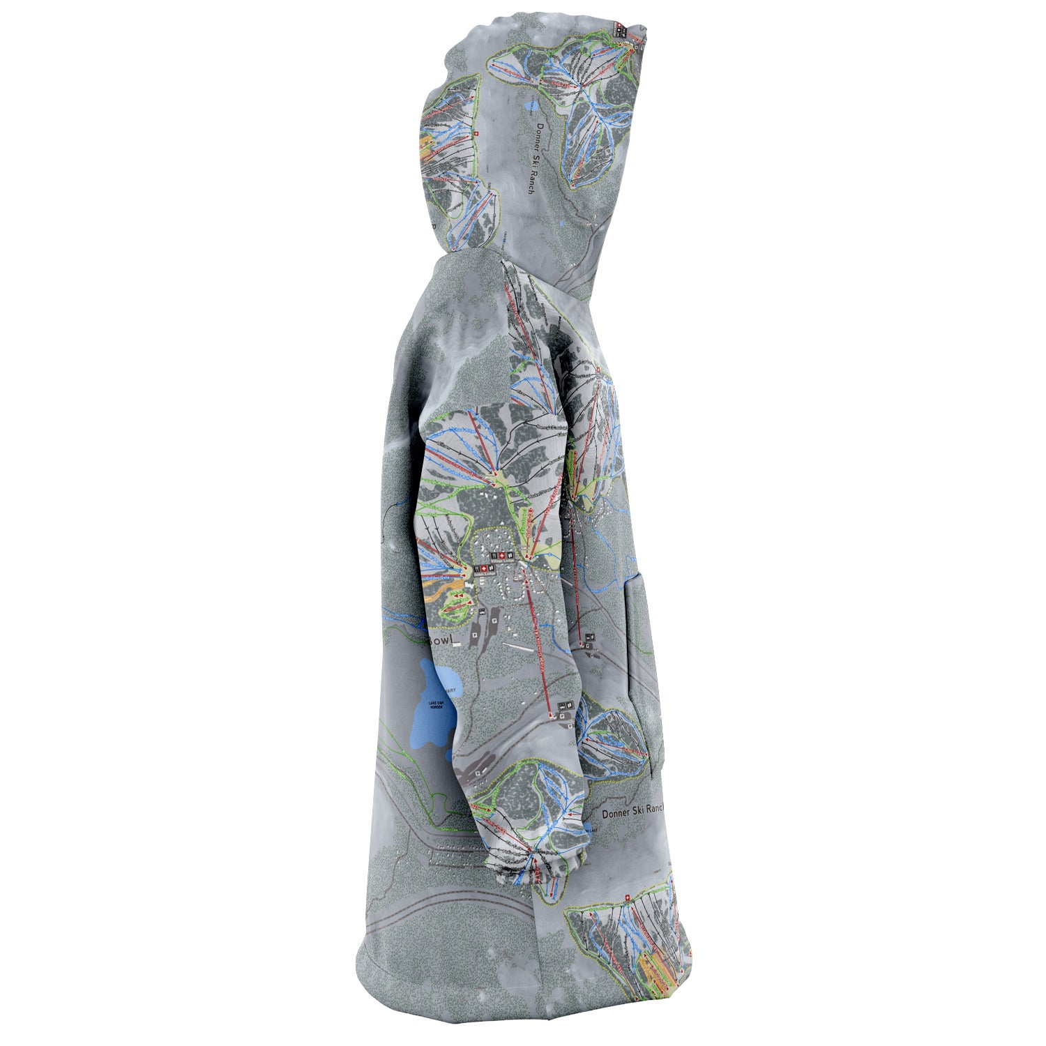 Donner Pass, California Ski Trail Map - Snug Hoodie