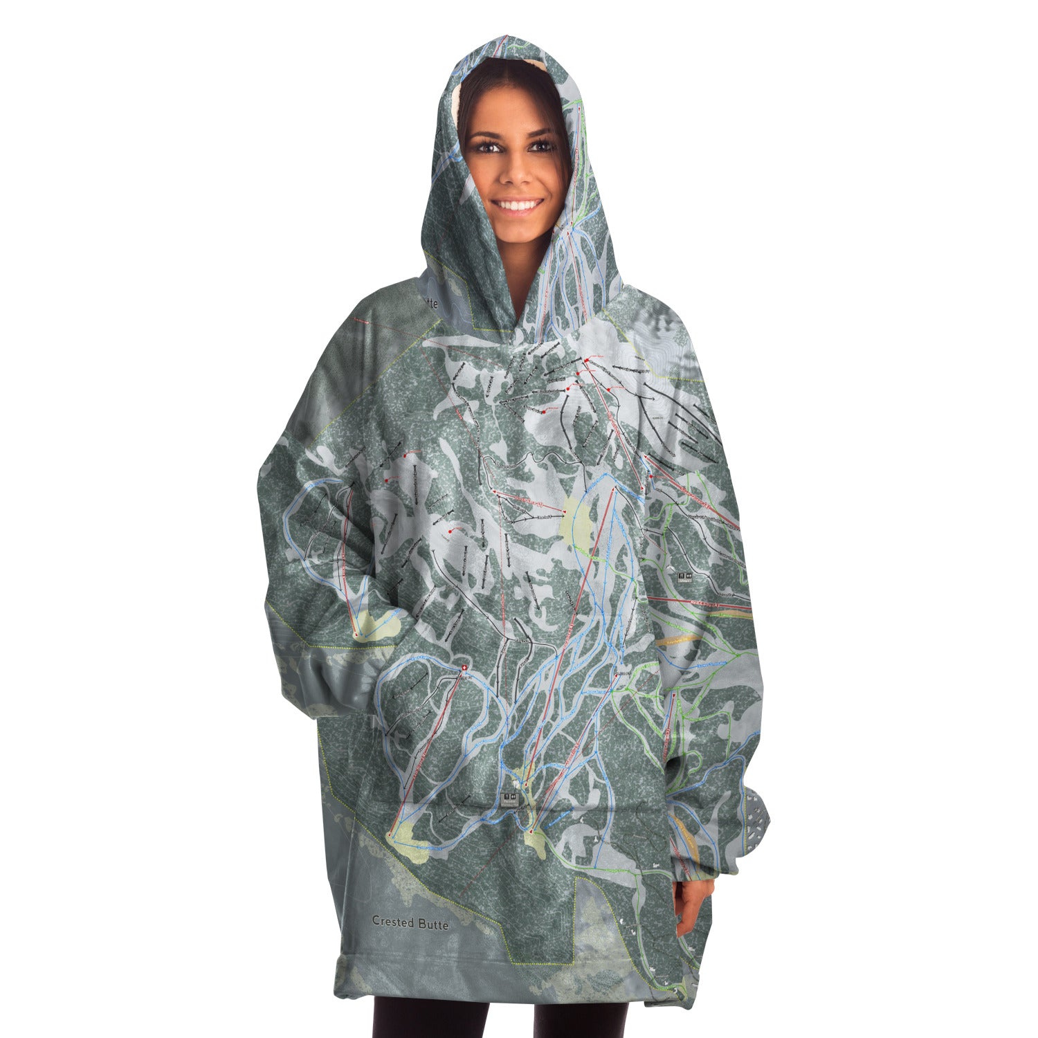 Crested Butte, Colorado Ski Trail Map - Snug Hoodie