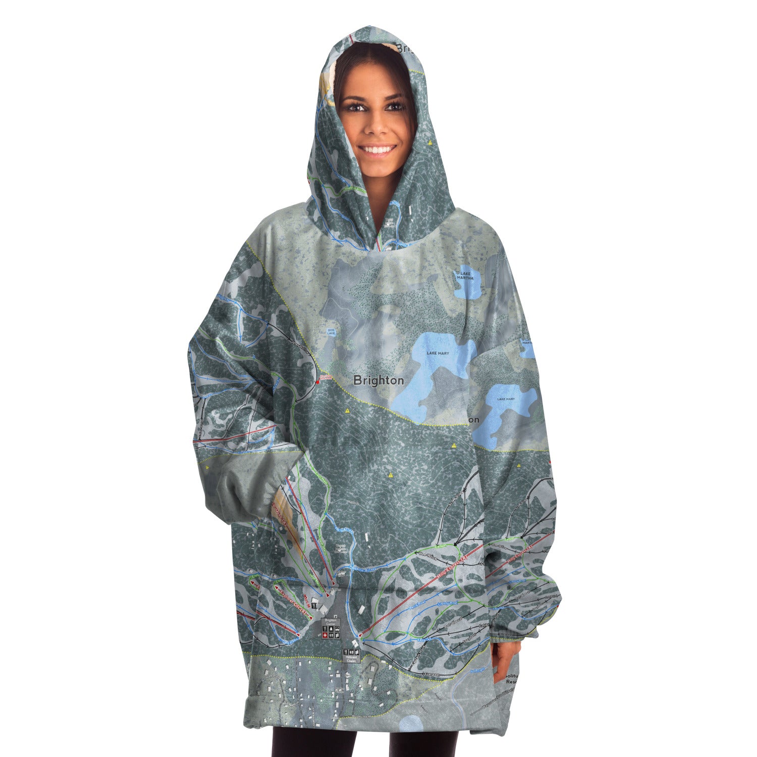 Brighton, Utah Ski Trail Map - Snug Hoodie