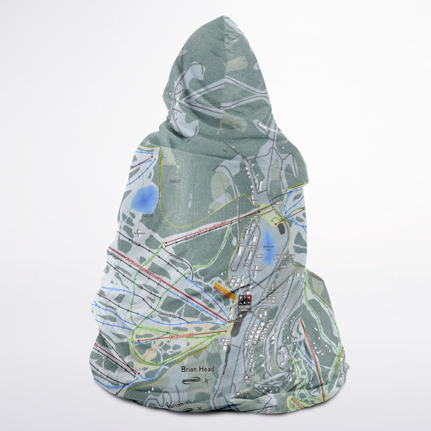 Brian Head, Utah Ski Trail Map - Adult Hooded Blanket