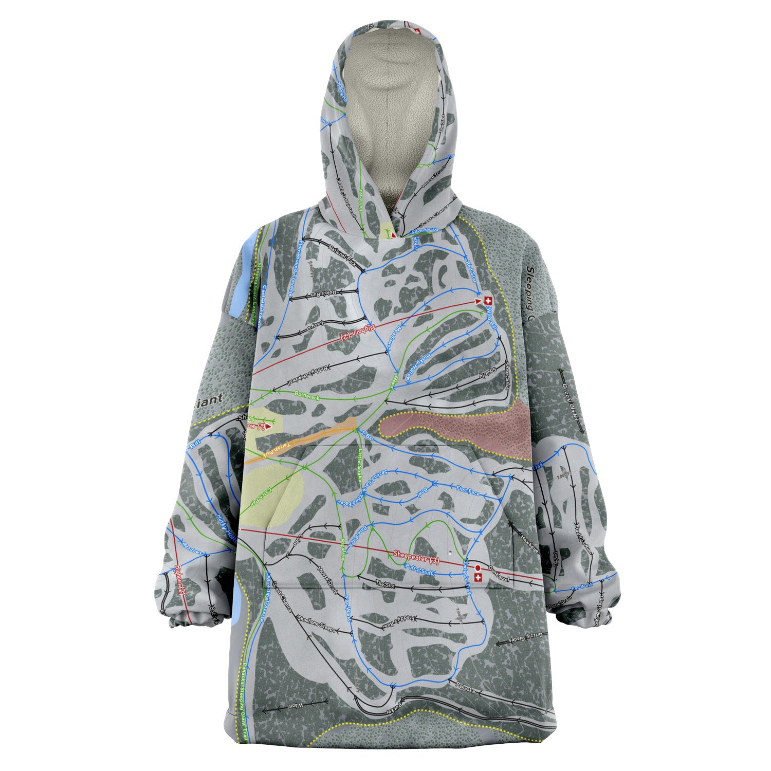 Sleeping Giant, Wyoming Ski Trail Map Snug Hoodie