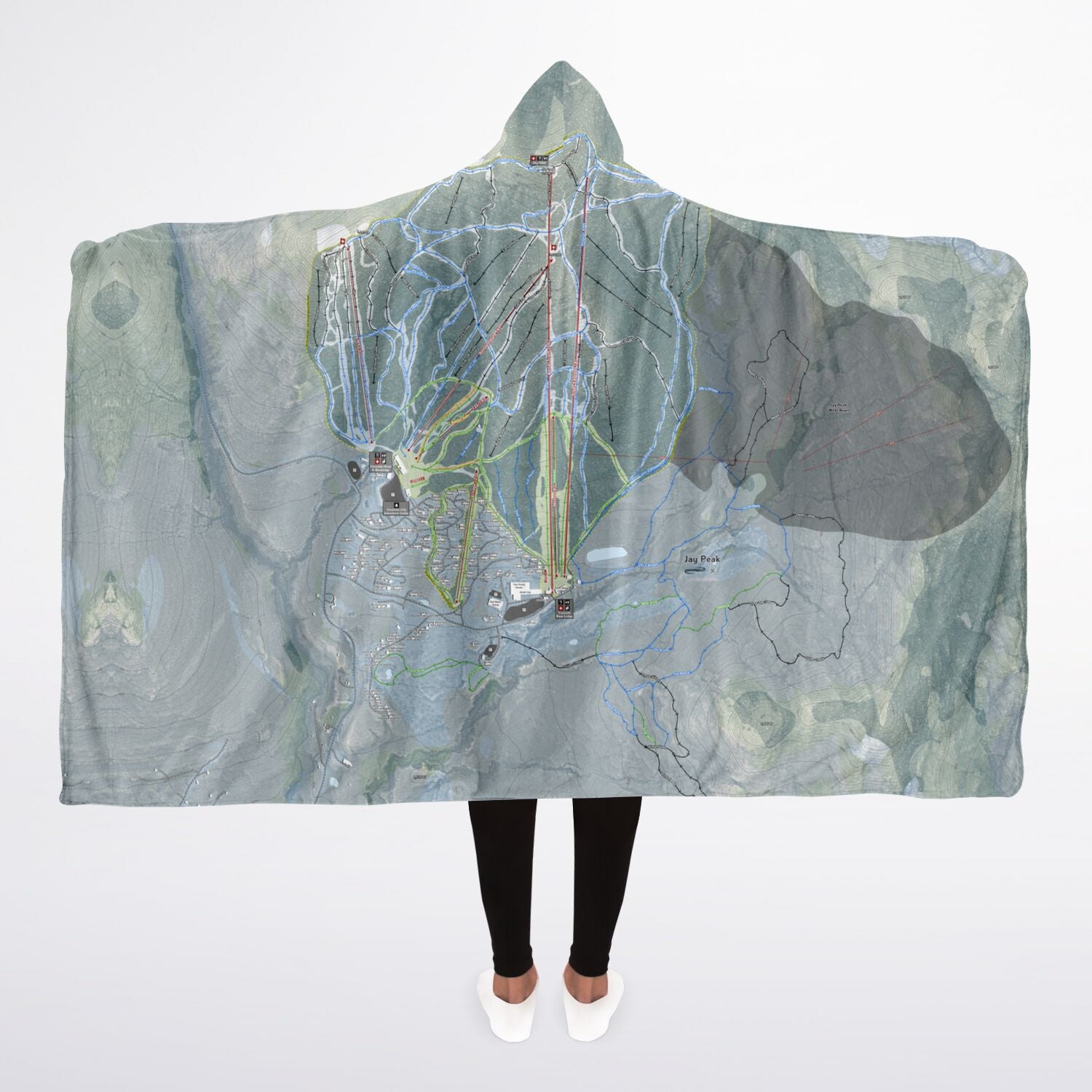 Jay Peak, Vermont Ski Trail Map - Adult Hooded Blanket