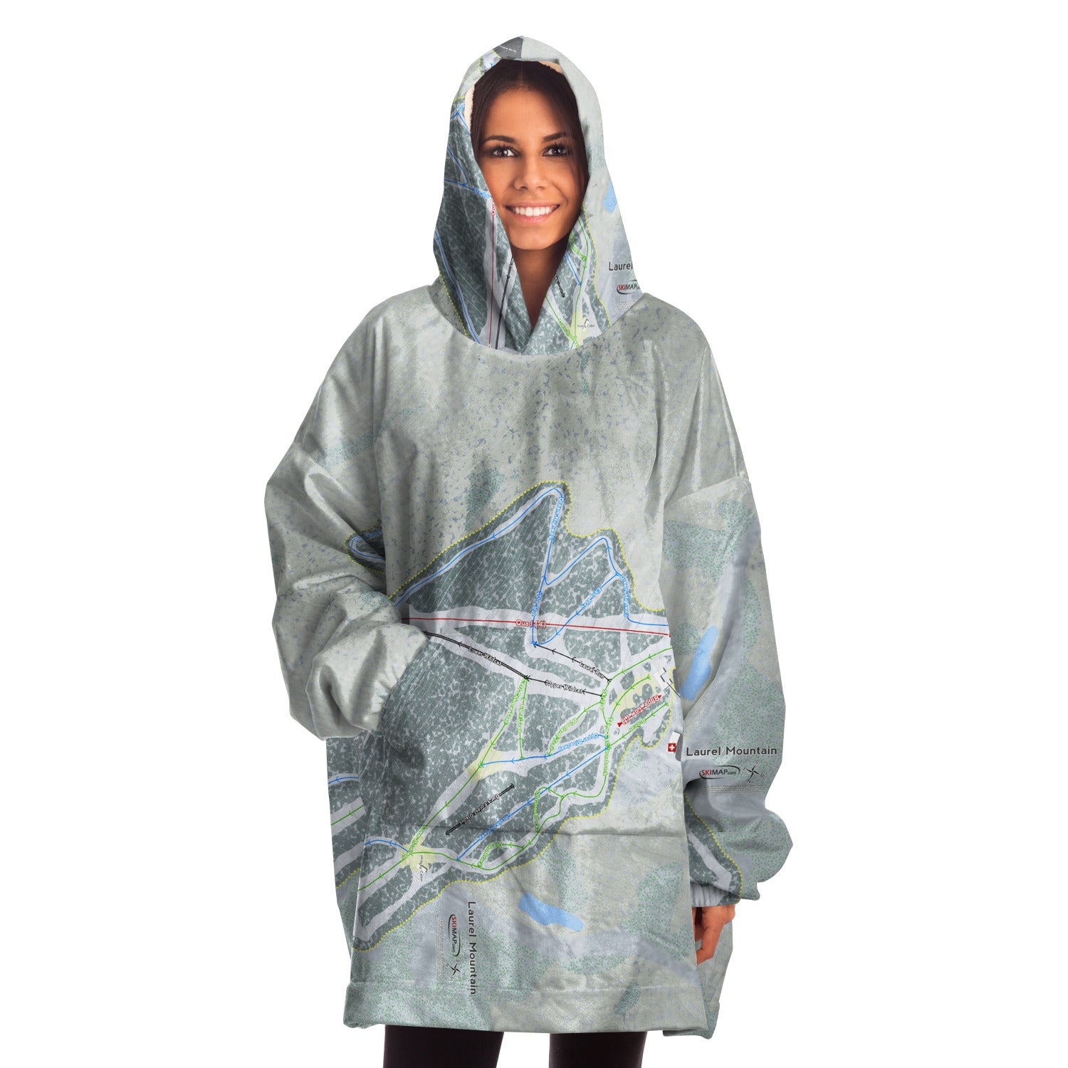 Laurel Mountain, Pennsylvania Ski Trail Map Snug Hoodie