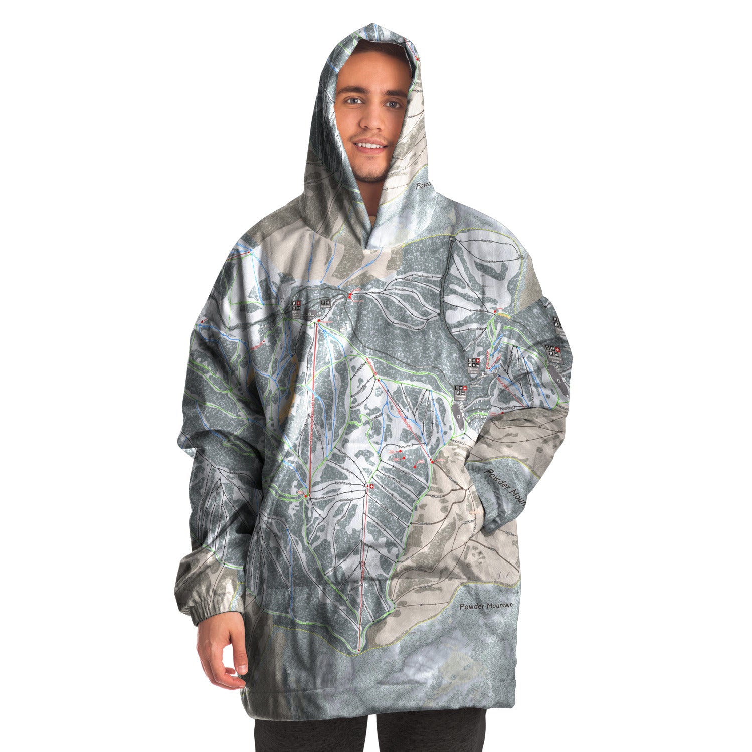 Powder Mountain, Utah Ski Trail Map - Snug Hoodie