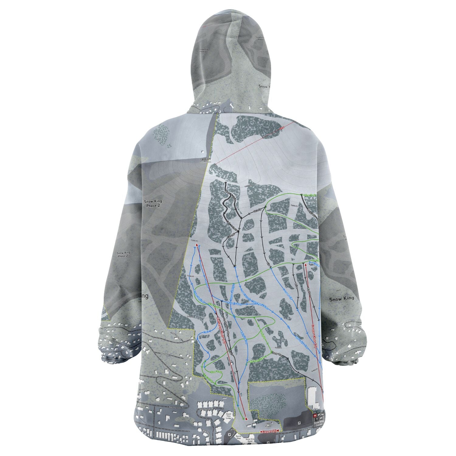 Snow King, Wyoming Ski Trail Map Snug Hoodie