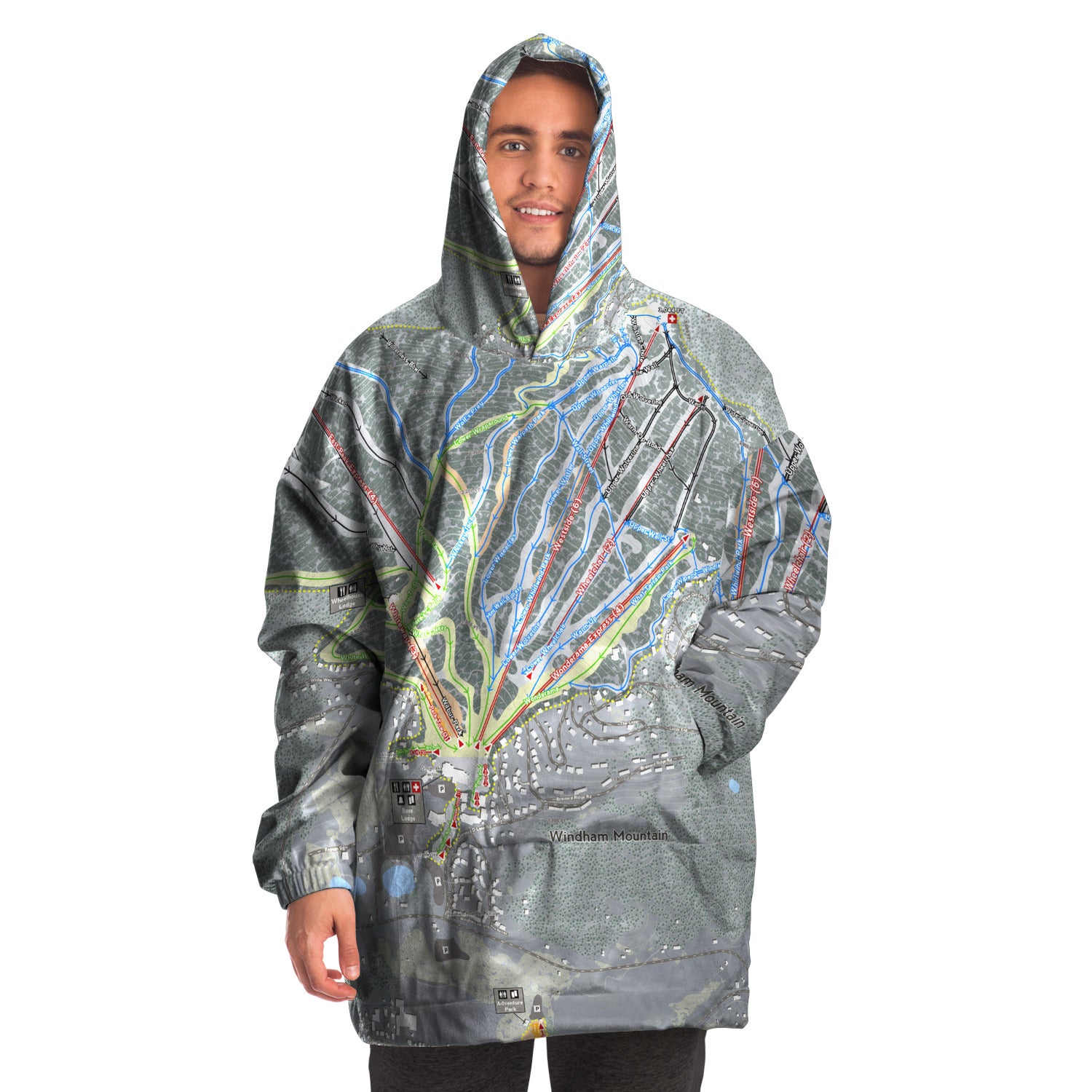 Windham Mountain, New York Ski Trail Map - Snug Hoodie