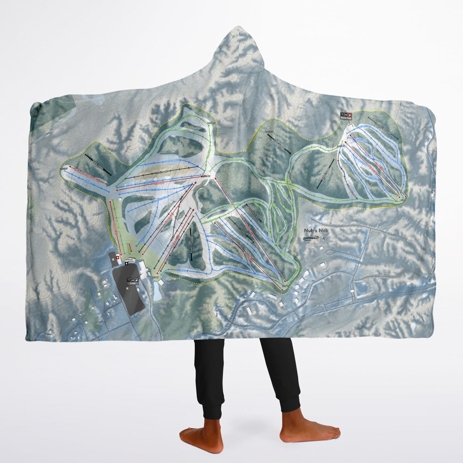 Nub's Nob, Michigan Ski Trail Map - Youth Hooded Blanket