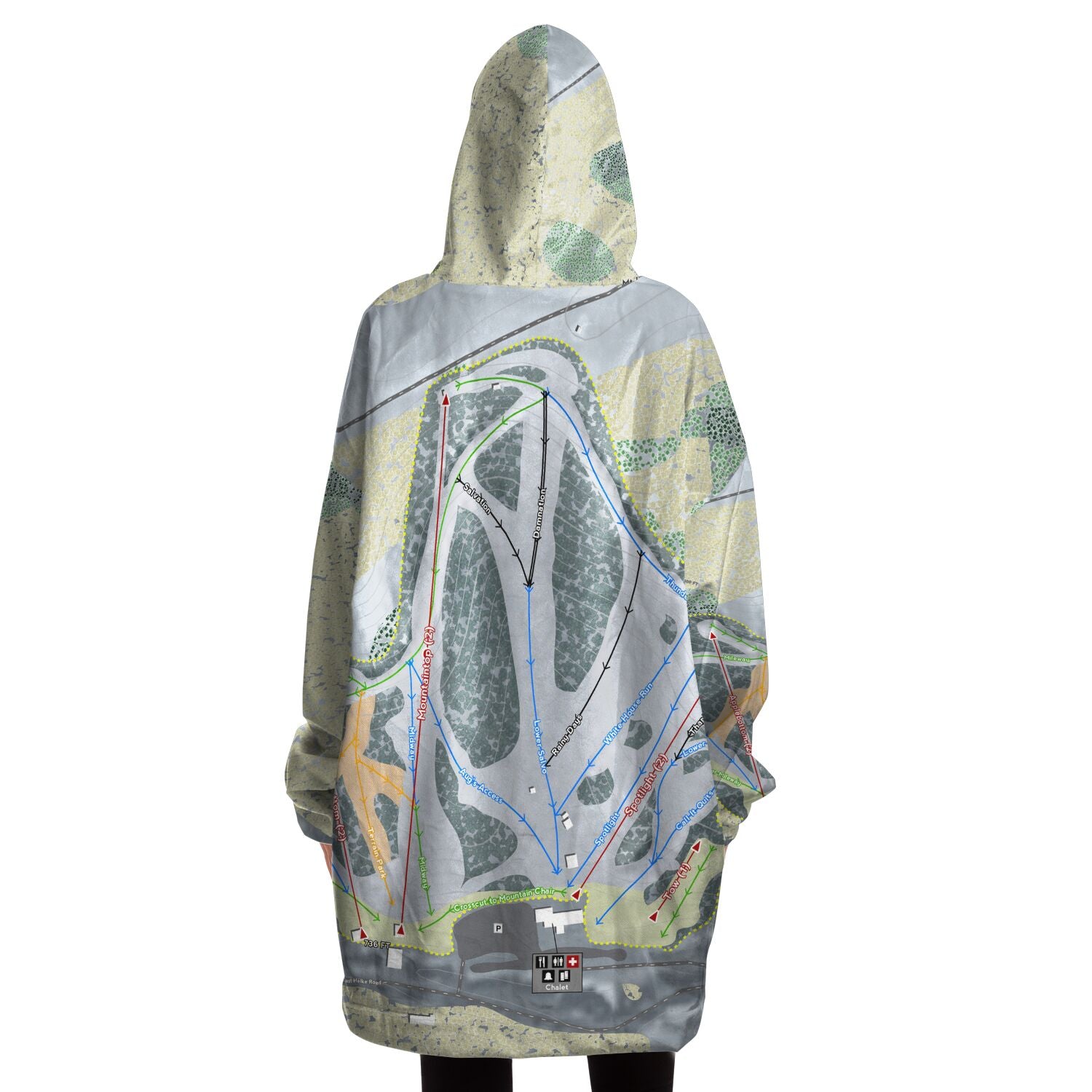 Mt LaCrosse, Wisconsin Ski Trail Map - Snug Hoodie