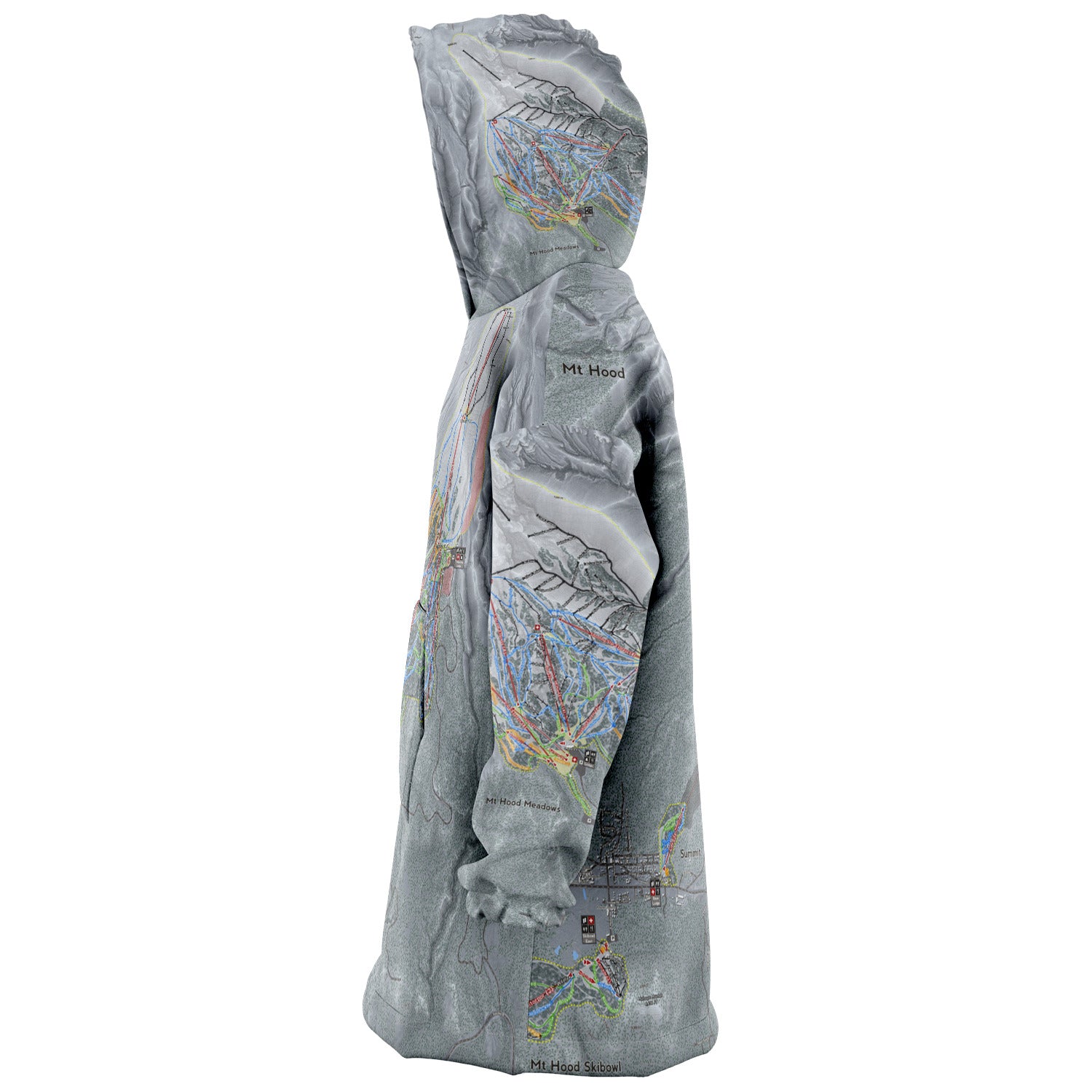 Mt. Hood, Oregon Ski Trail Map - Snug Hoodie