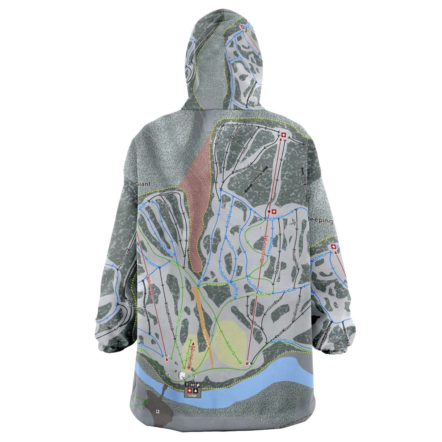 Sleeping Giant, Wyoming Ski Trail Map Snug Hoodie