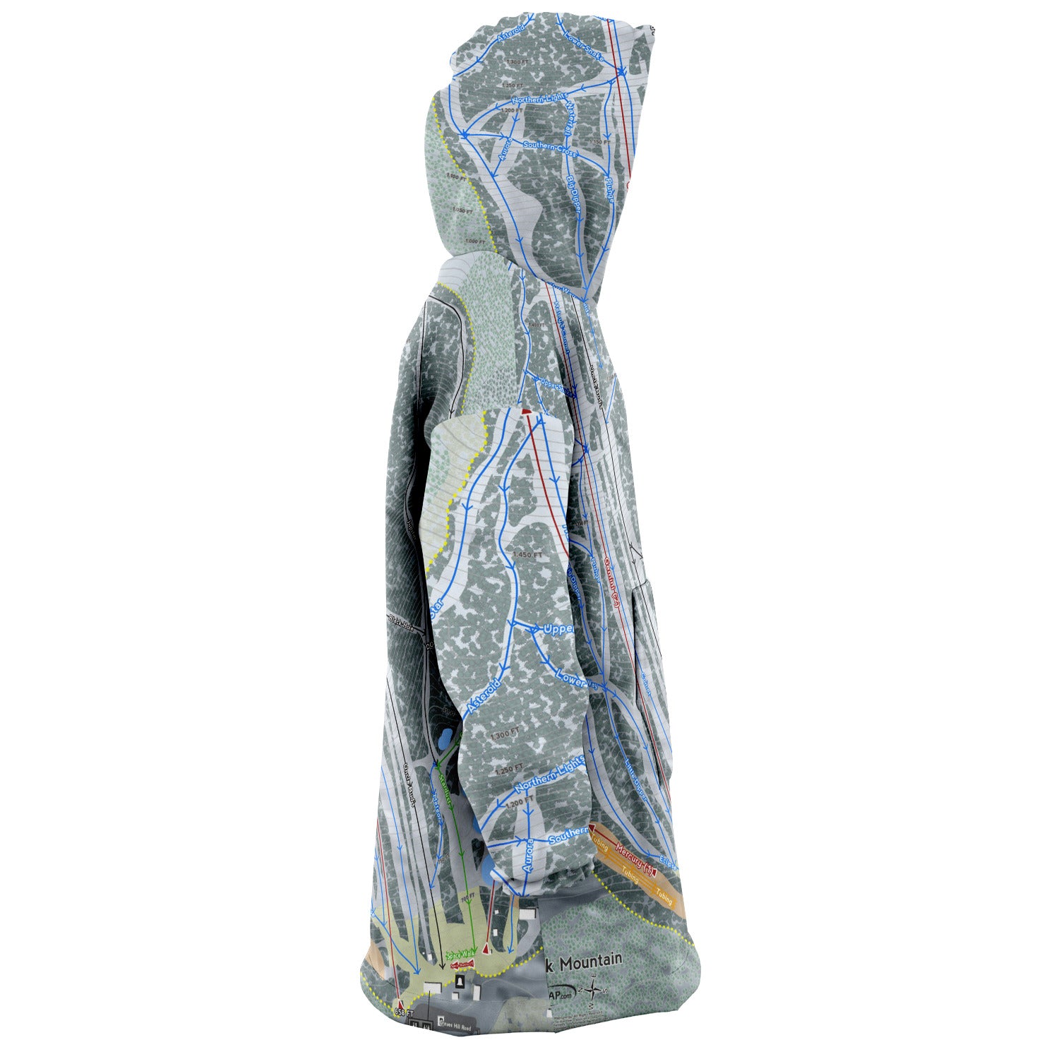 Big Rock Mountain, Maine Ski Trail Map - Snug Hoodie