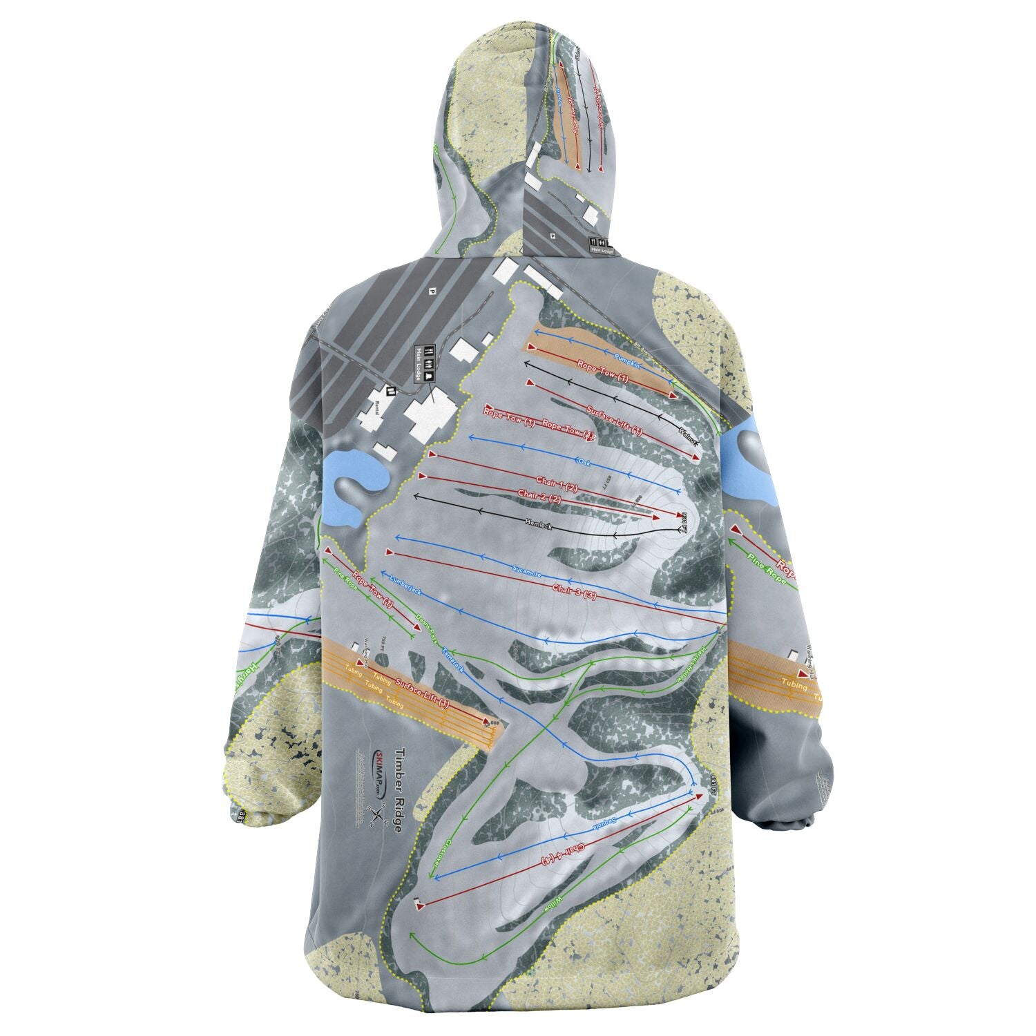 Timber Ridge, Michigan Ski Trail Map Snug Hoodie