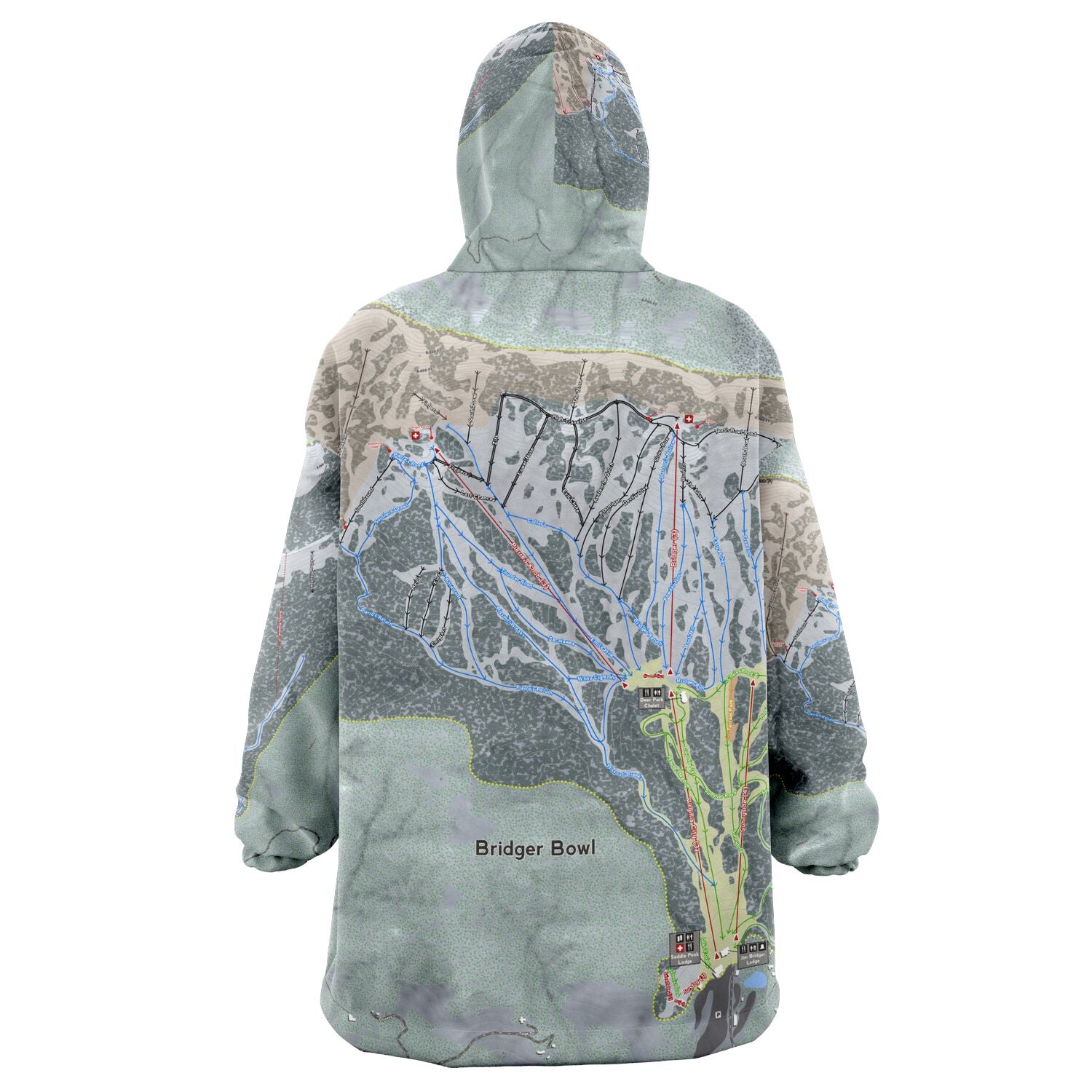 Bridger Bowl, Montana Ski Trail Map - Snug Hoodie