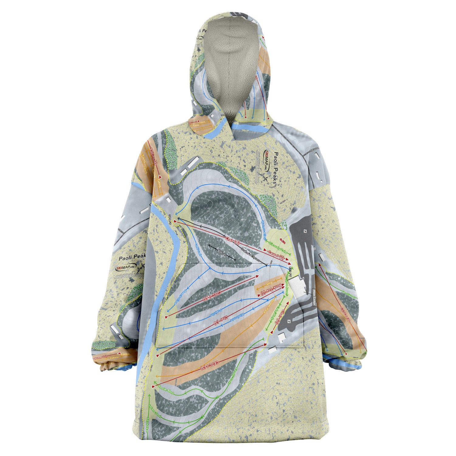 Paoli Peaks, Indiana Ski Trail Map - Snug Hoodie