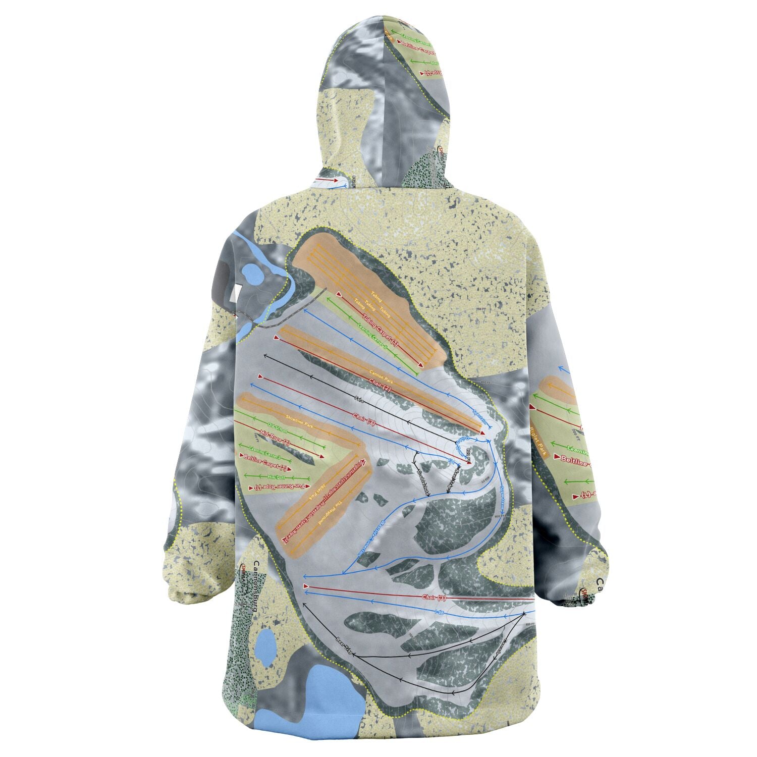 Cannonsburg, Michigan Ski Trail Map Snug Hoodie