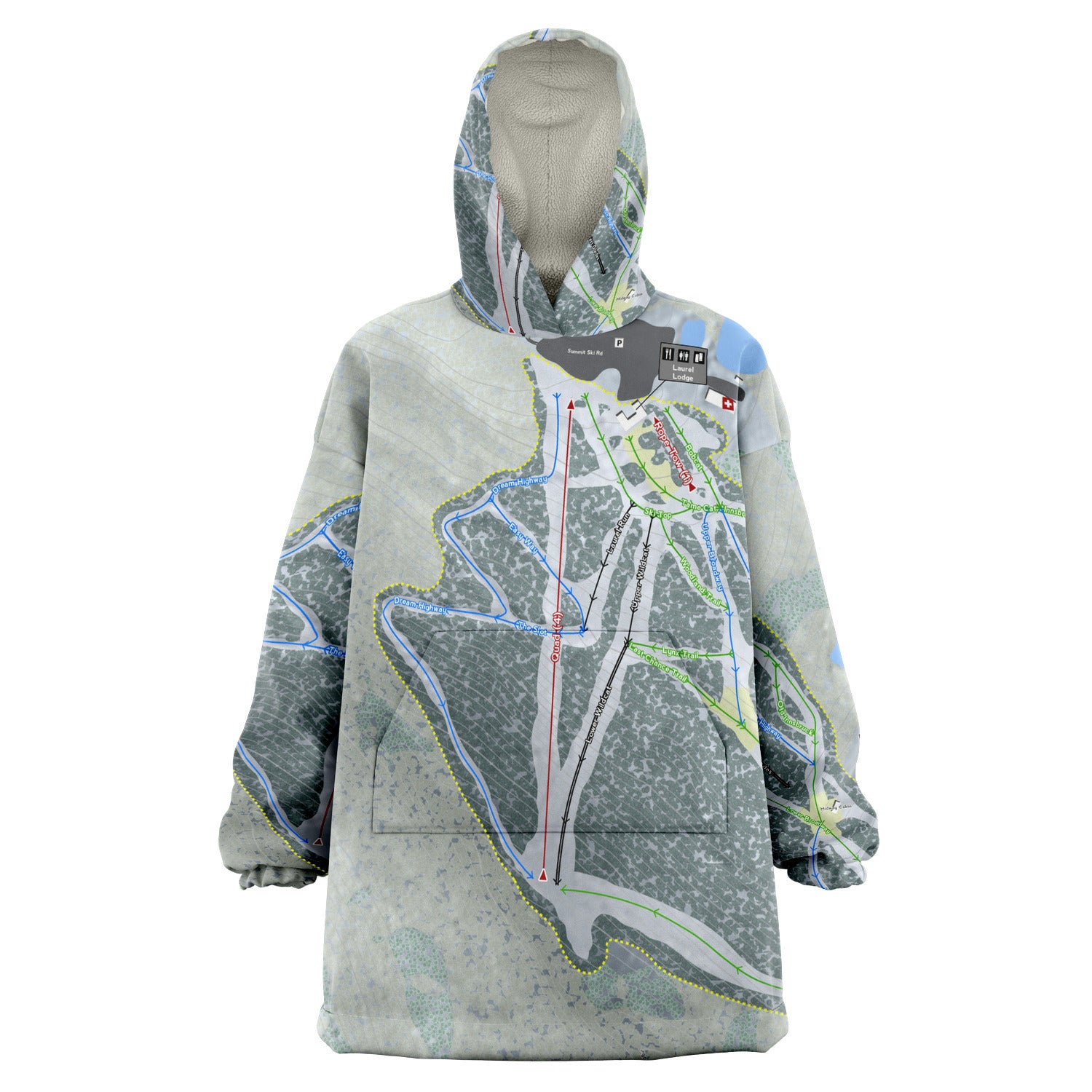 Laurel Mountain, Pennsylvania Ski Trail Map Snug Hoodie