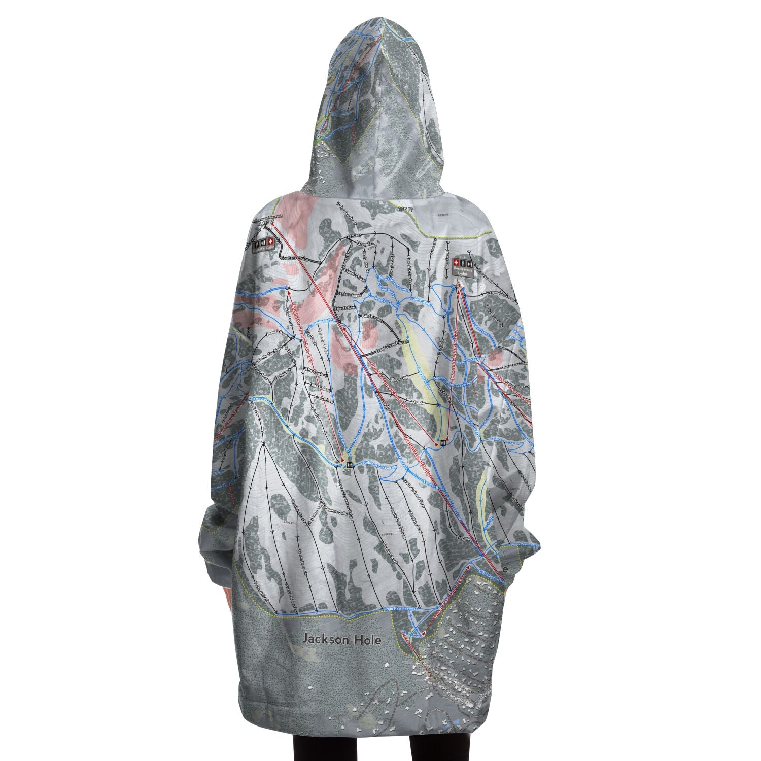 Jackson Hole, Wyoming Ski Trail Map - Snug Hoodie