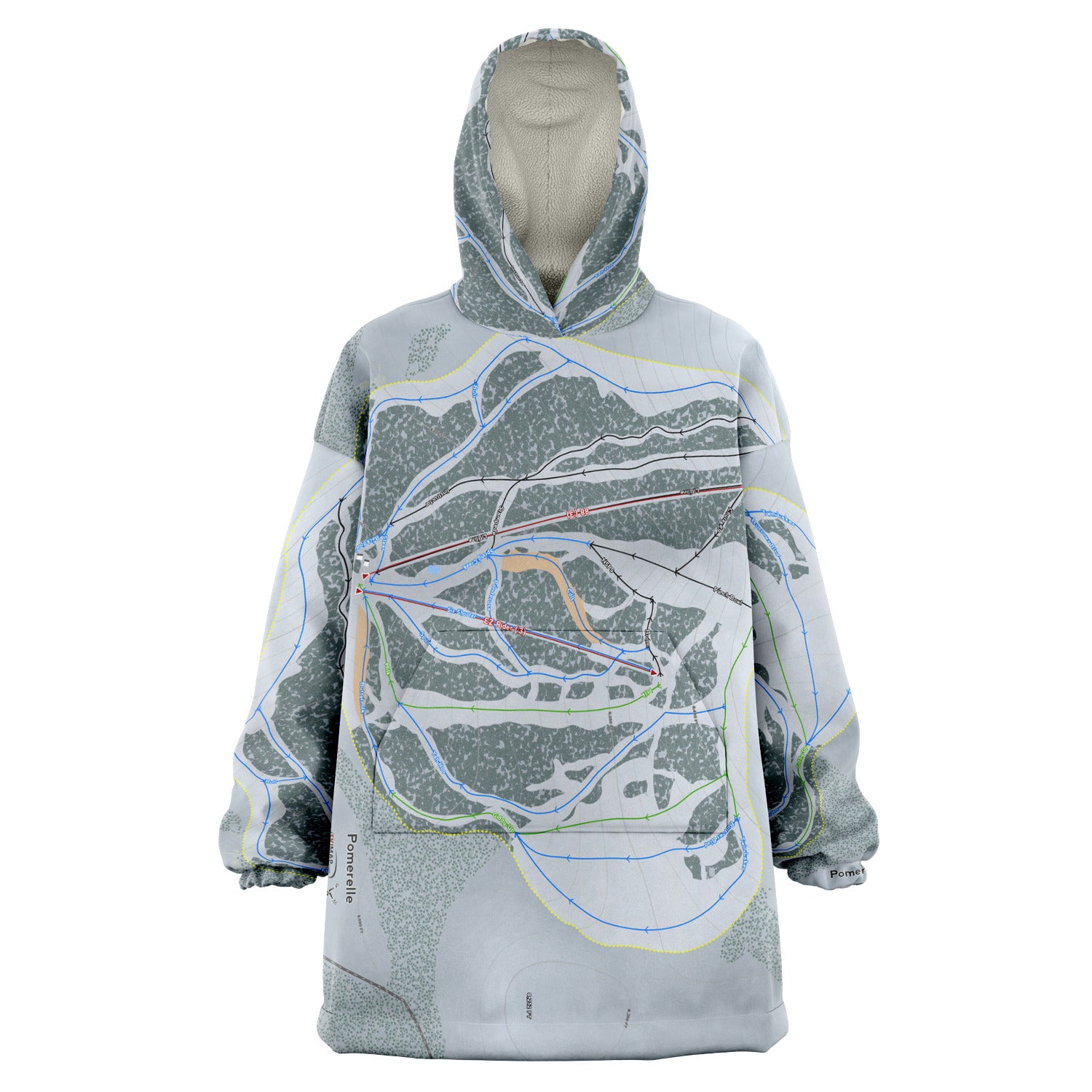 Pomerelle, Idaho Ski Trail Map Snug Hoodie