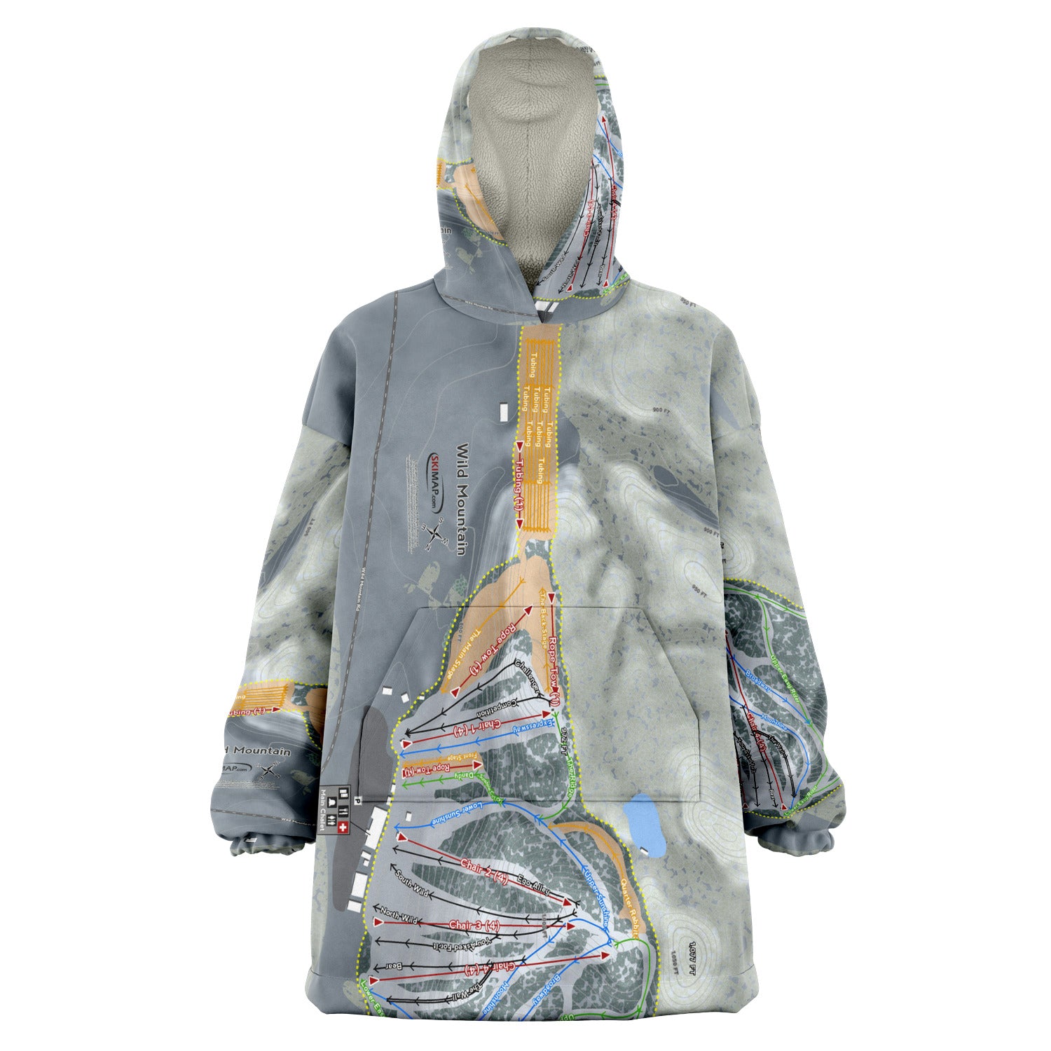 Wild Mountain, Minnesota Ski Trail Map Snug Hoodie