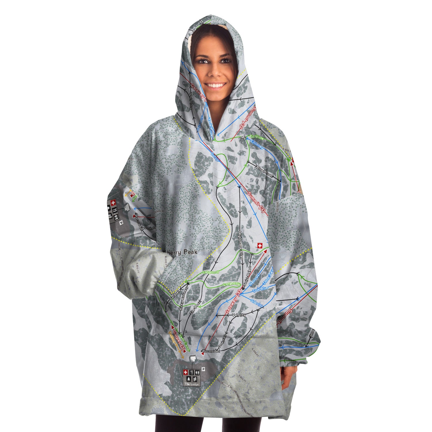 Cherry Peak, Utah Ski Trail Map - Snug Hoodie