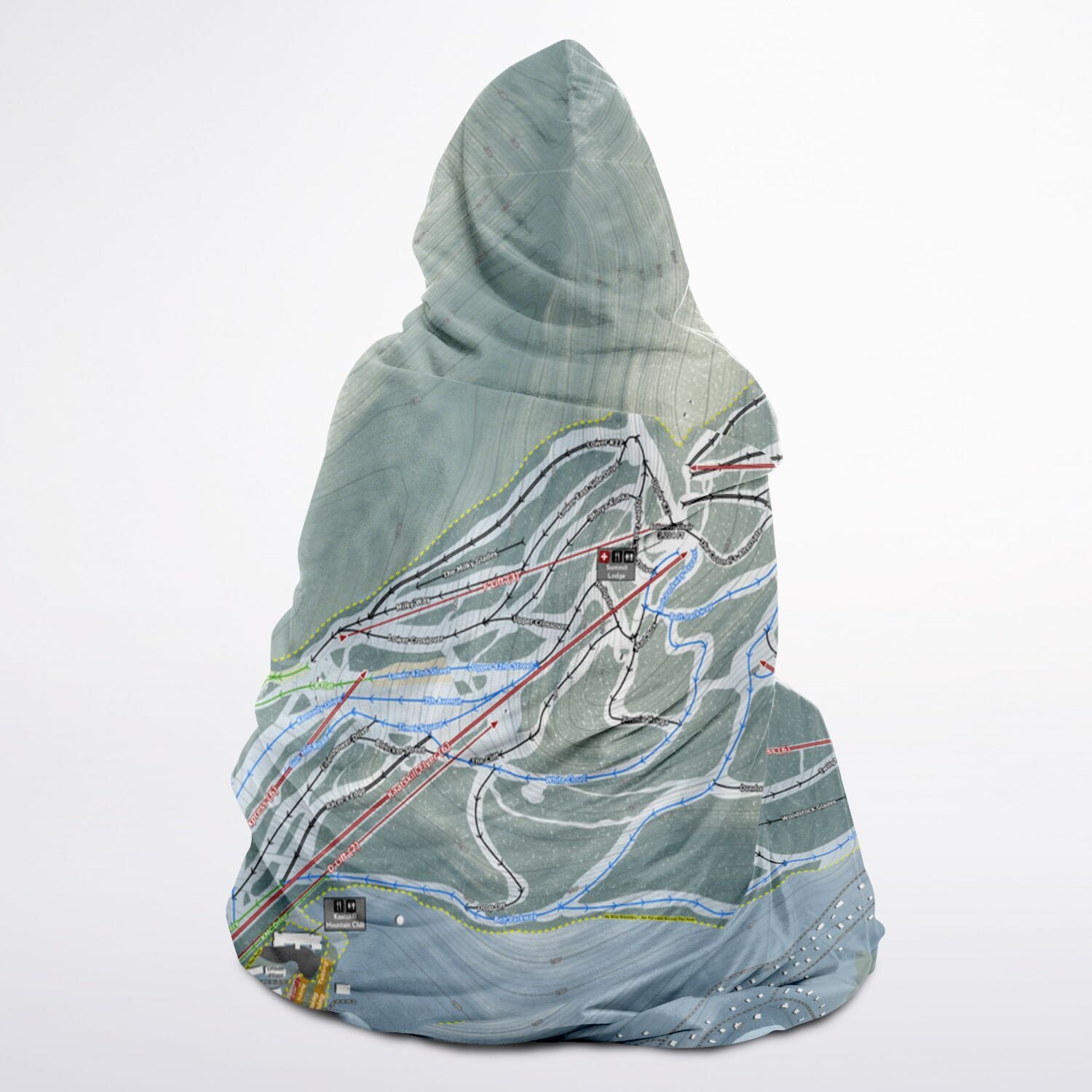 Hunter Mountain, New York Ski Trail Map - Adult Hooded Blanket