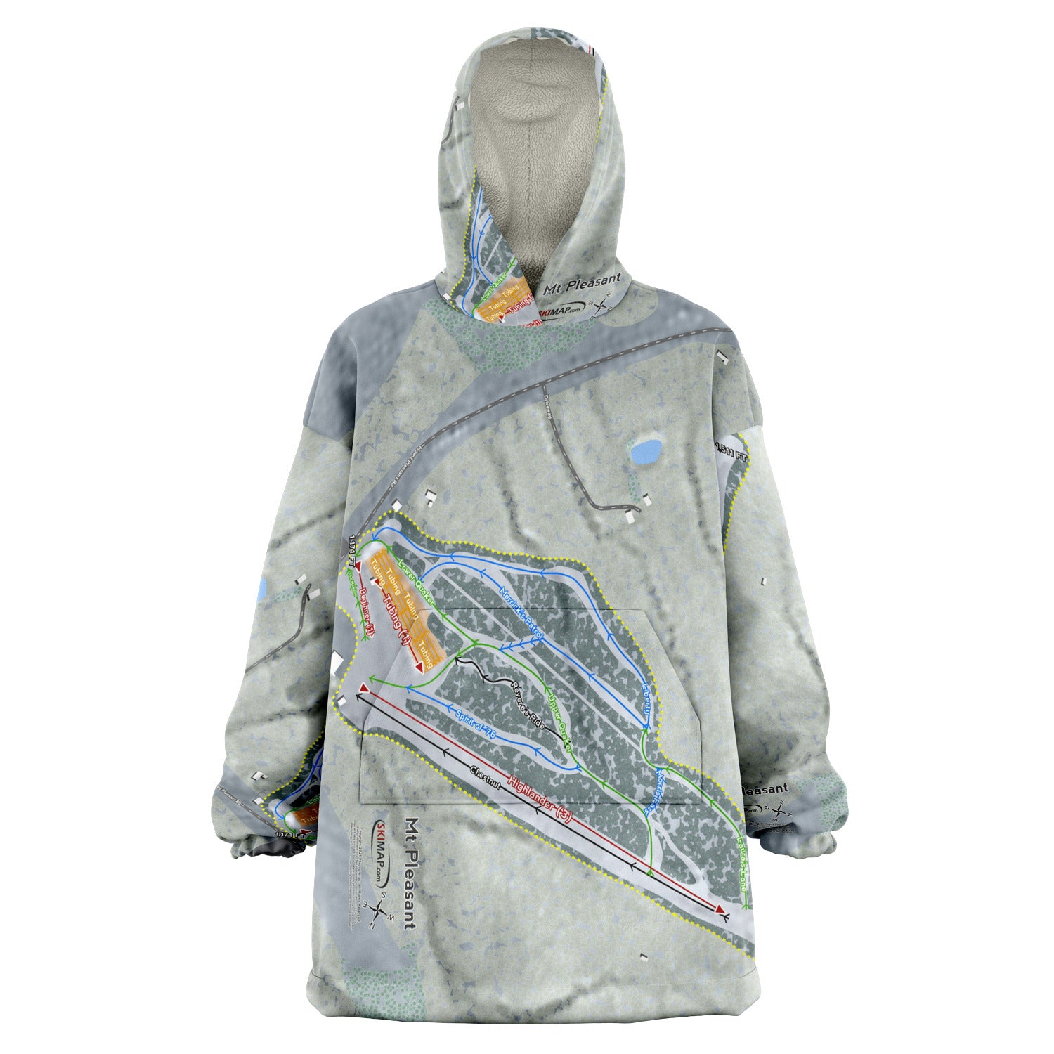 Mt Pleasant, Pennsylvania Ski Trail Map Snug Hoodie