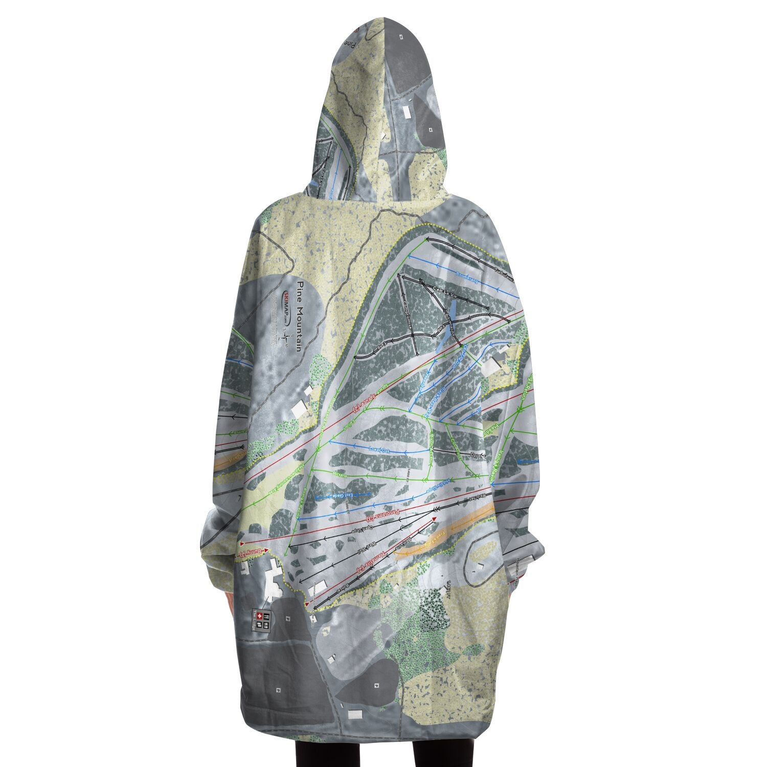 Pine Mountain, Michigan Ski Trail Map Snug Hoodie