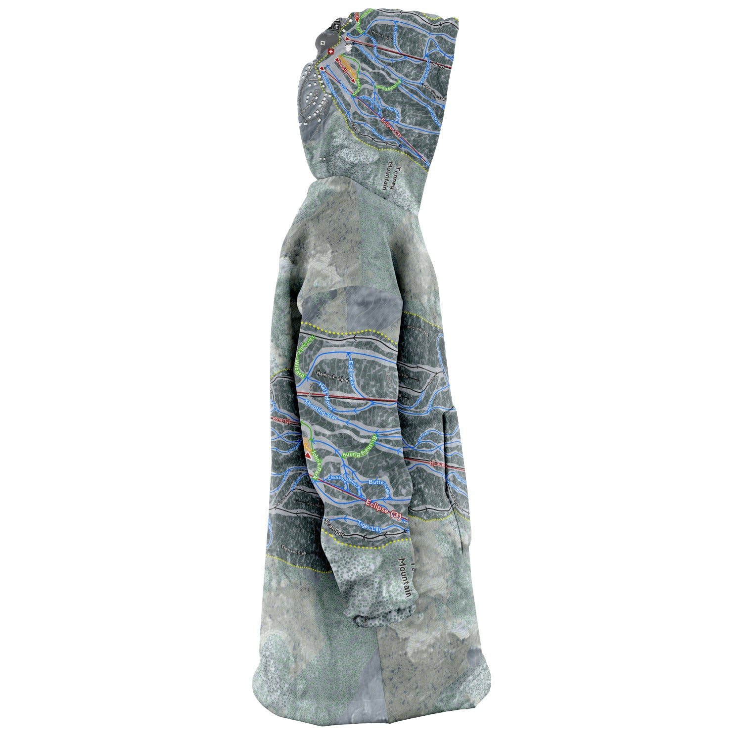 Tenney Mountain, New Hampshire Ski Trail Map - Snug Hoodie