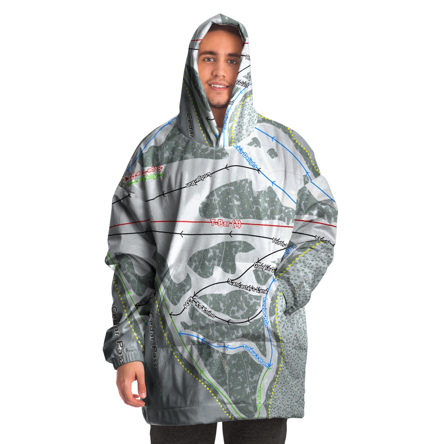 Cedar Pass, California Ski Trail Map - Snug Hoodie