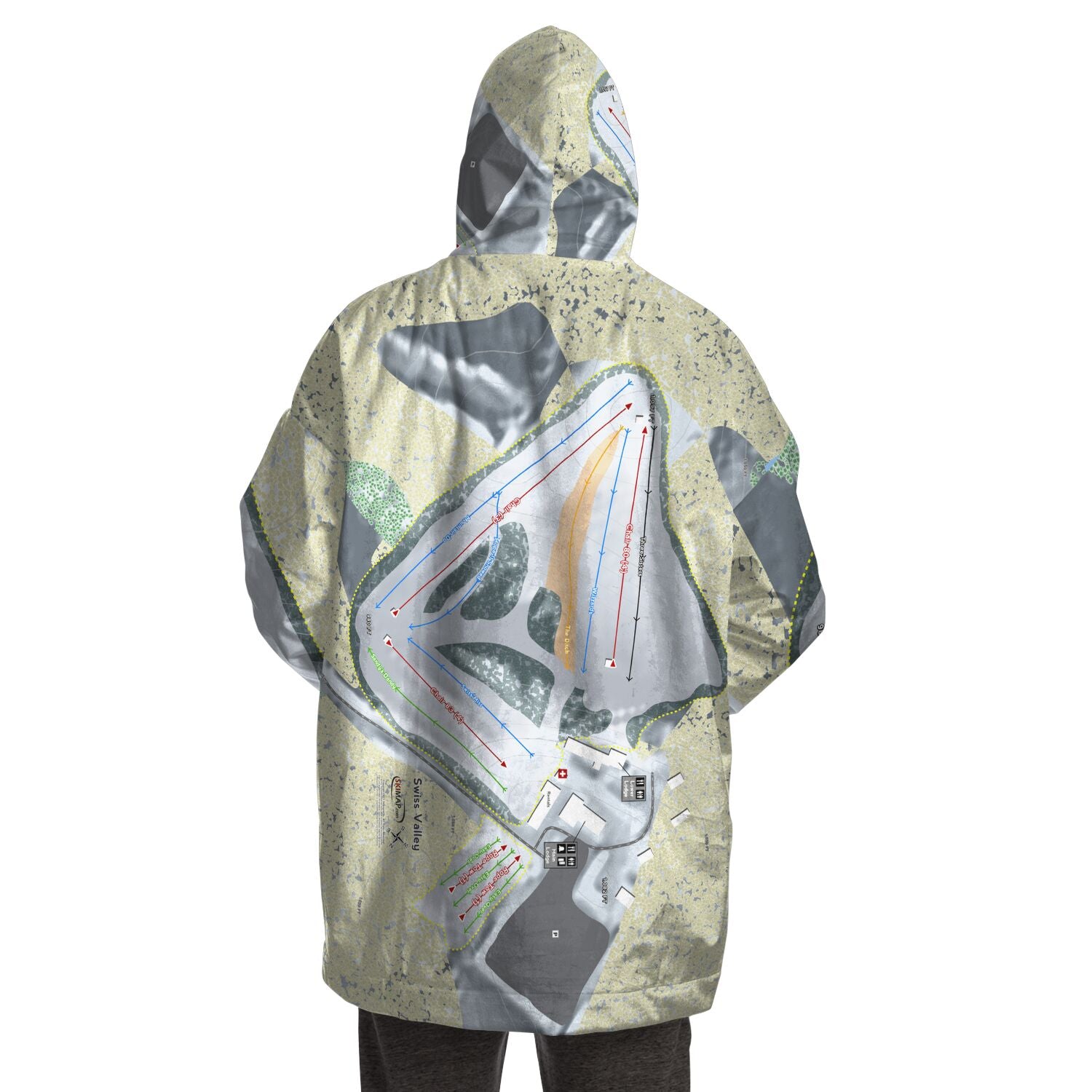 Swiss Valley, Michigan Ski Trail Map Snug Hoodie