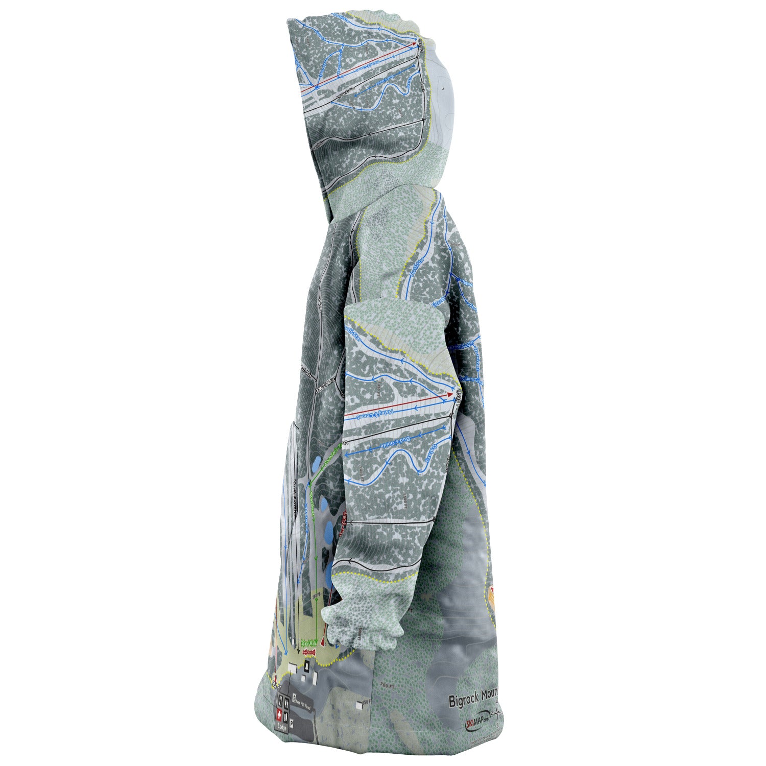 Bigrock Mountain, Maine Ski Trail Map - Snug Hoodie