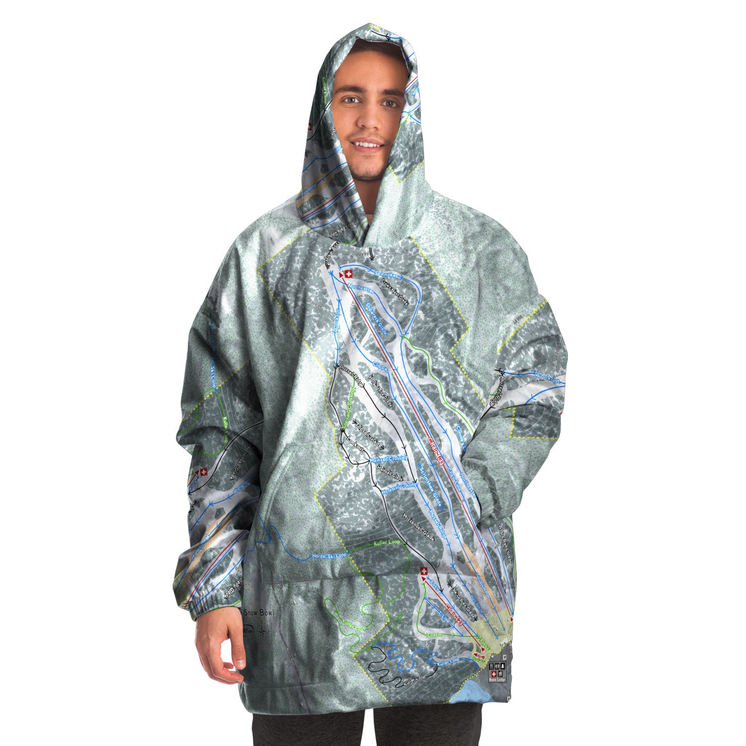 Camden Snow Bowl, Maine Ski Trail Map - Snug Hoodie