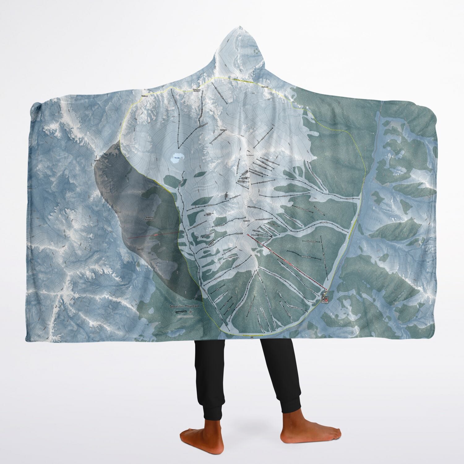 Silverton Mountain, Colorado Ski Trail Map - Youth Hooded Blanket