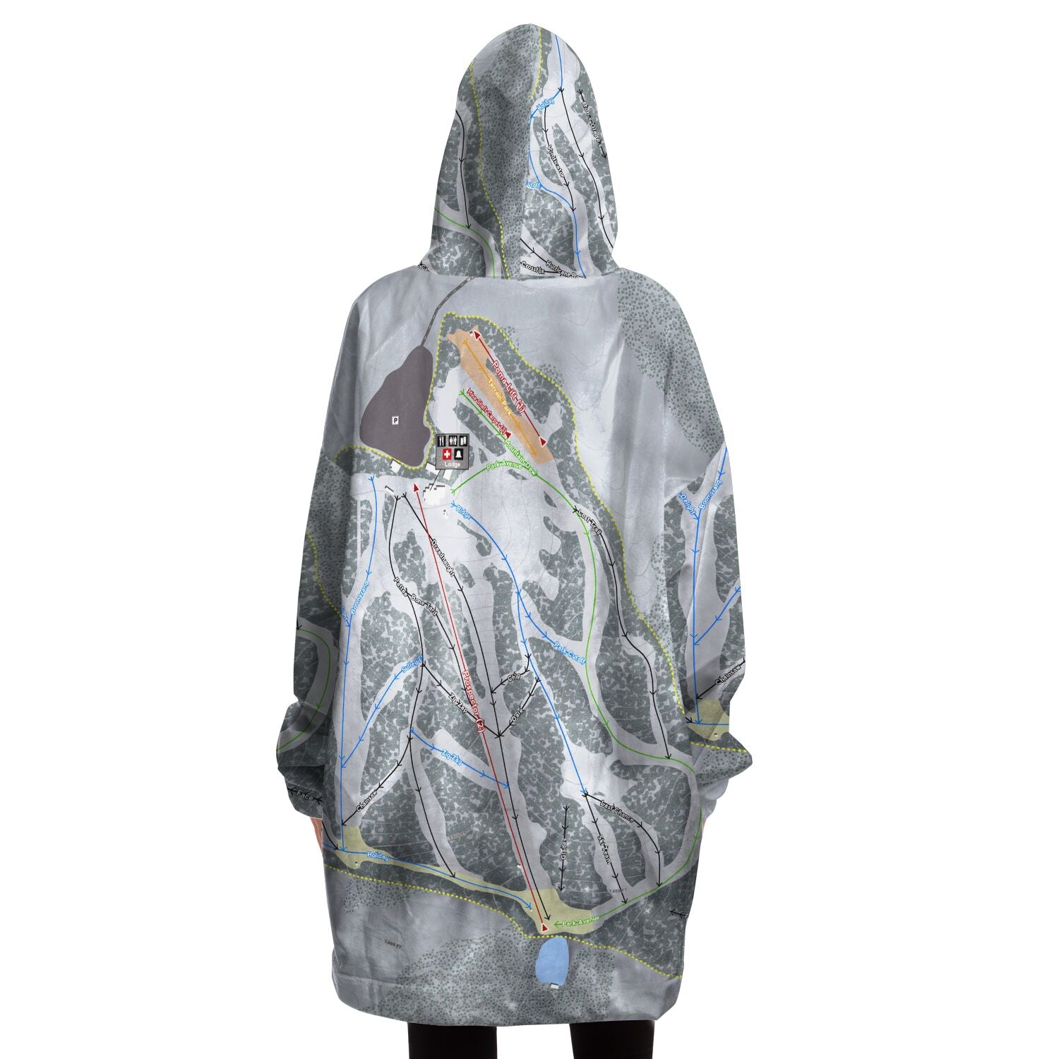 Hogadon, Wyoming Ski Trail Map Snug Hoodie